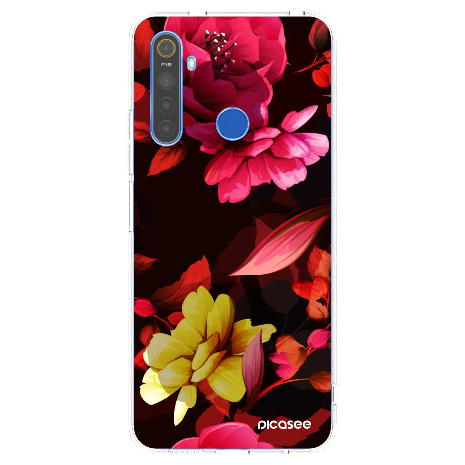 Picasee silikonska prozirna maskica za Realme 5 - Dark Peonny