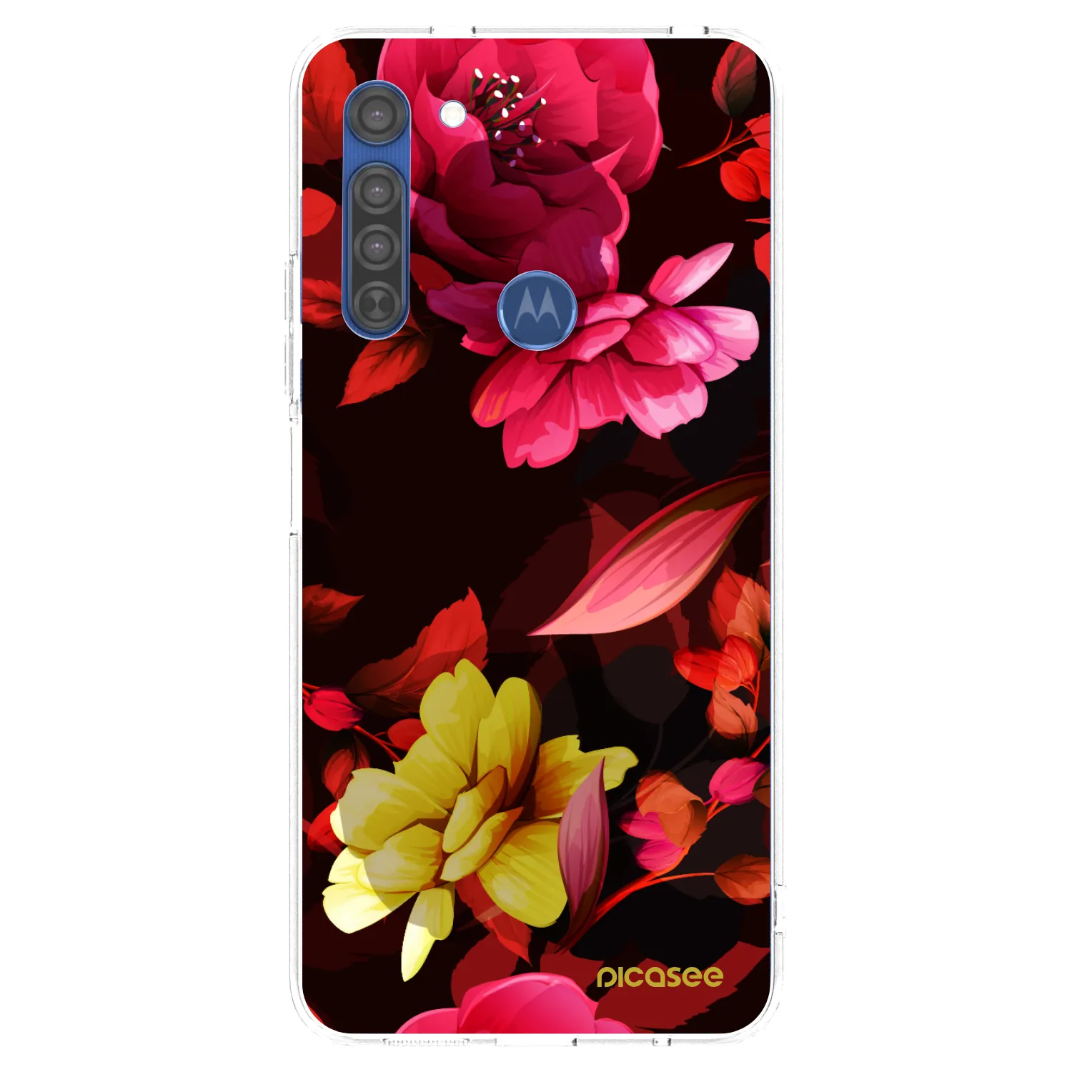 Picasee silikonska prozirna maskica za Motorola Moto G8 - Dark Peonny