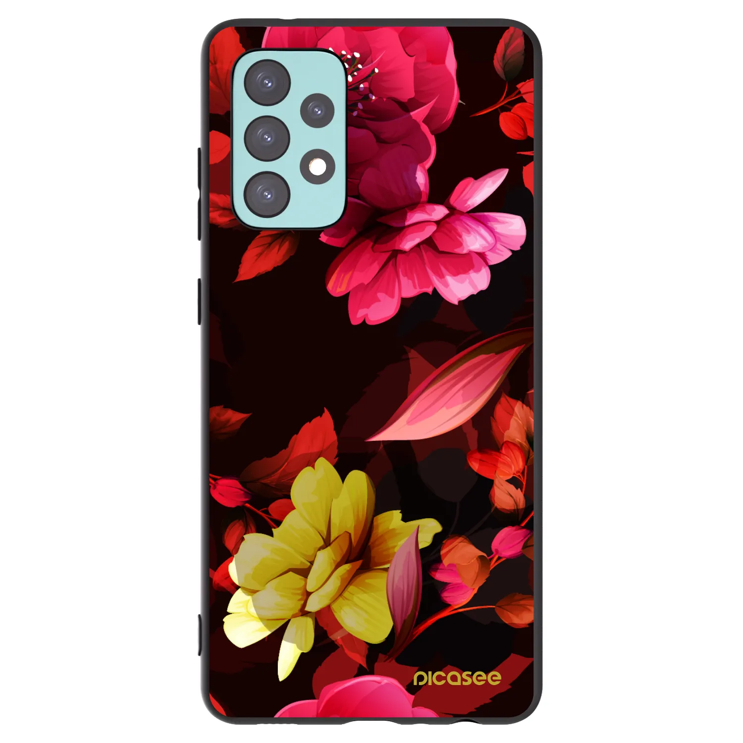 Picasee crna silikonska maskica za Samsung Galaxy A72 A725F - Dark Peonny