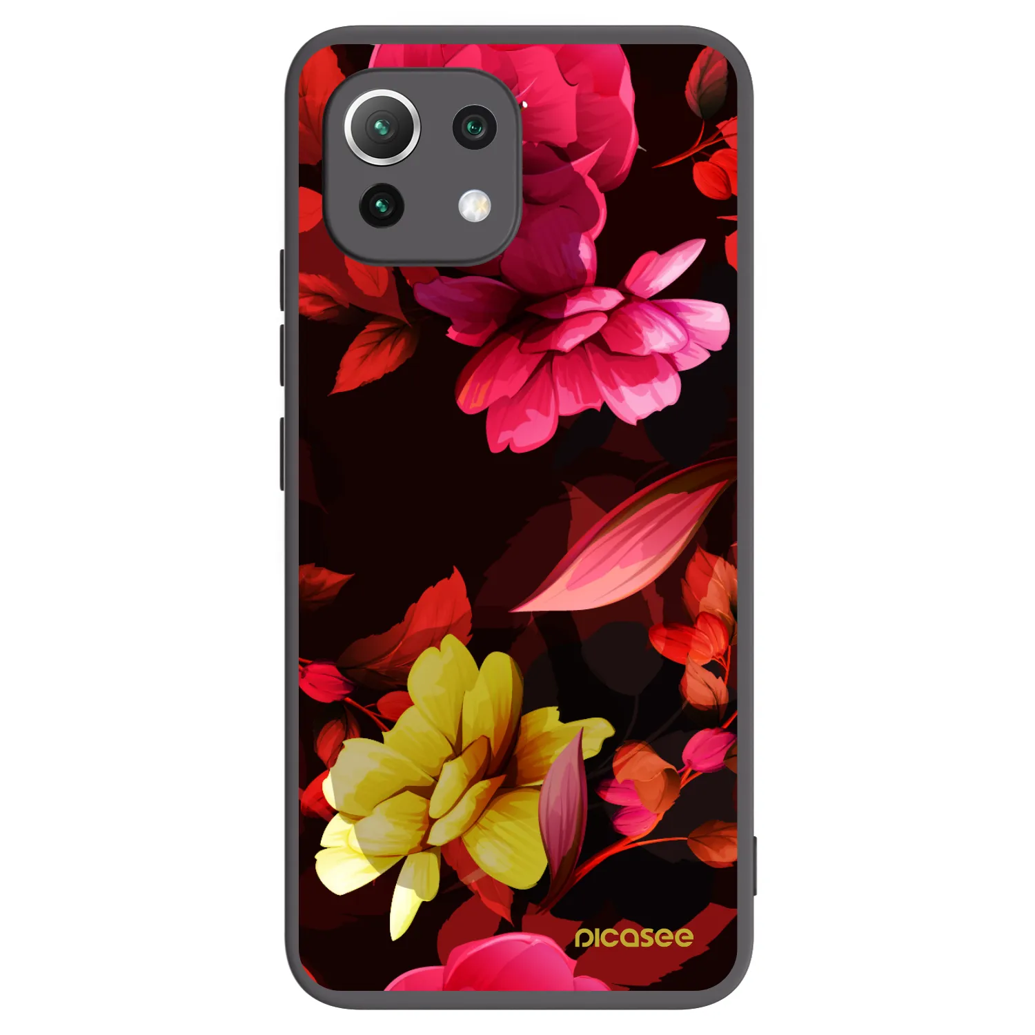 Picasee crna silikonska maskica za Xiaomi Mi 11 Lite - Dark Peonny