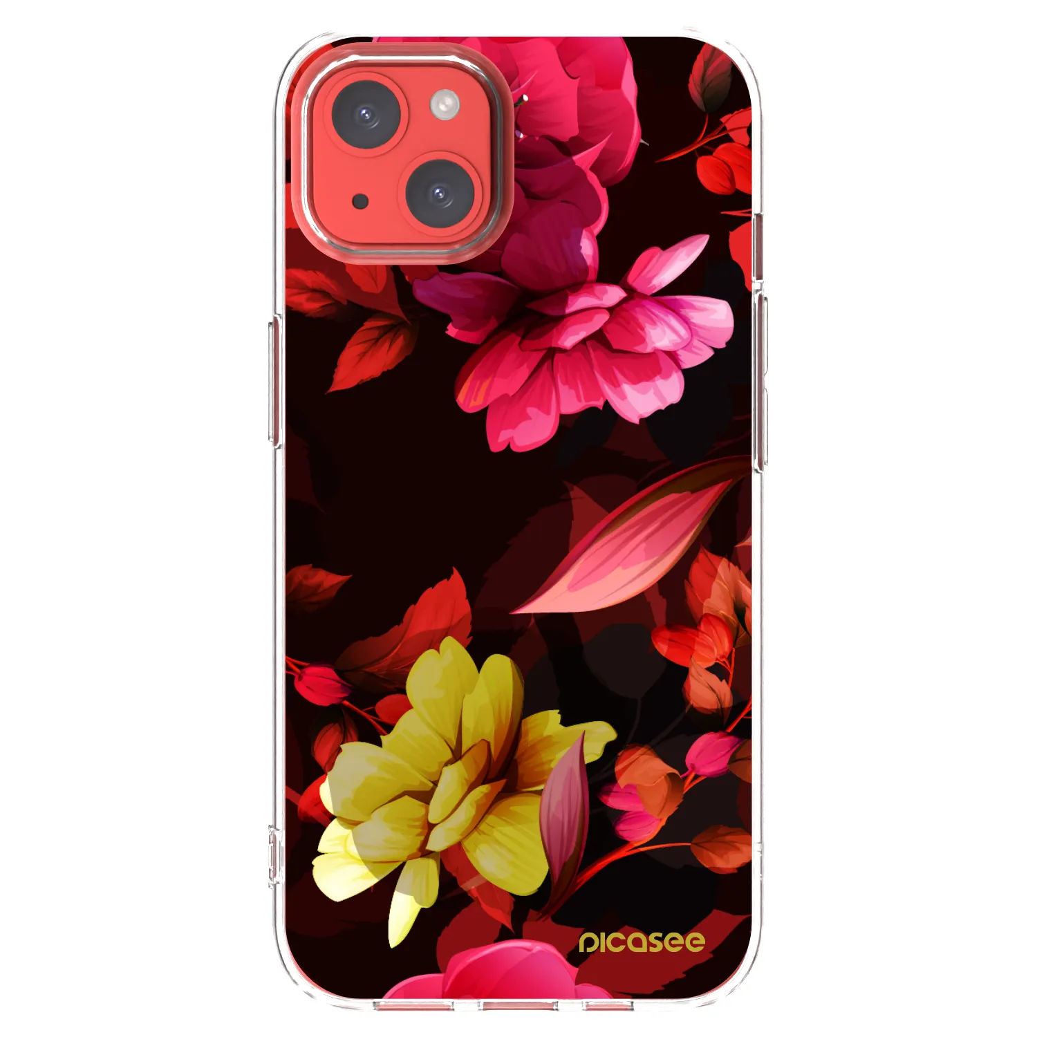 Picasee silikonska prozirna maskica za Apple iPhone 13 - Dark Peonny