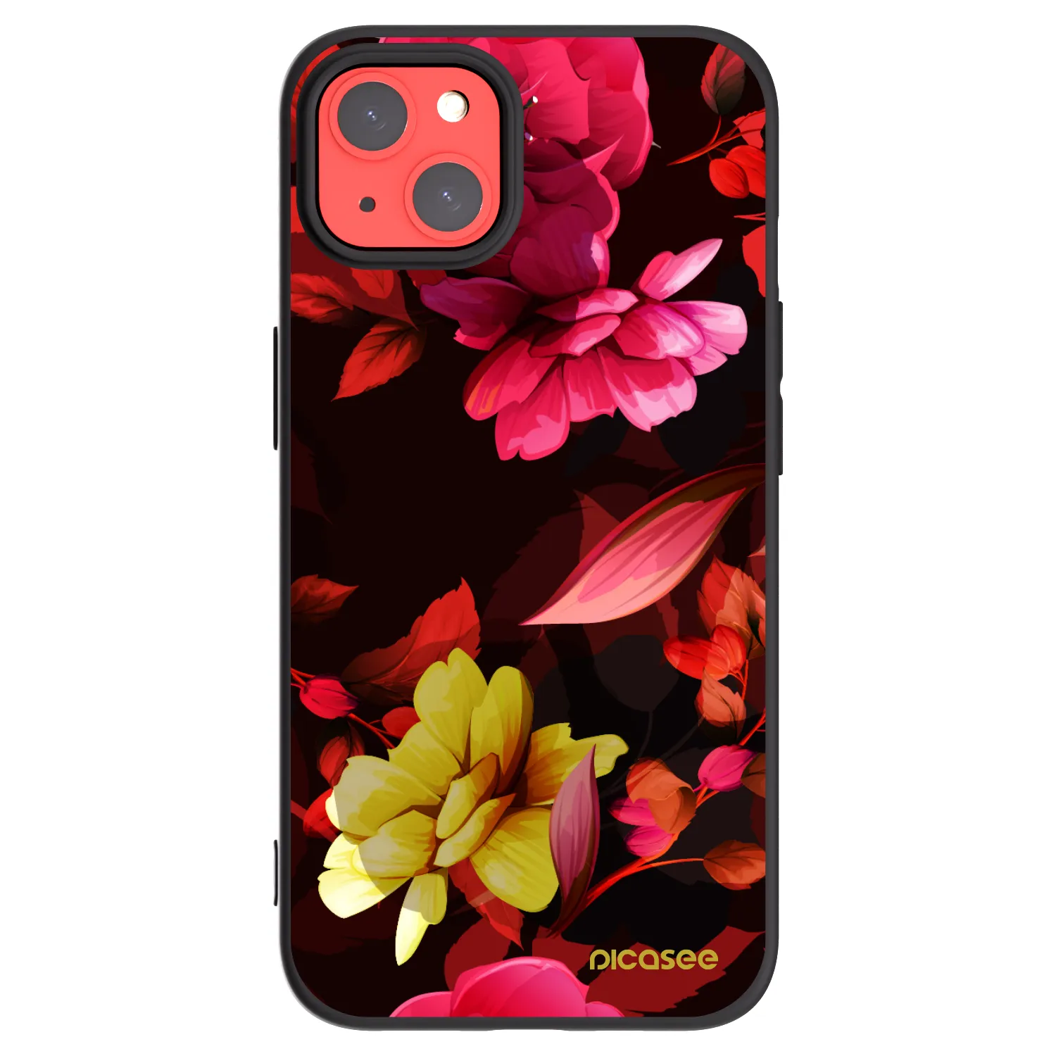 Picasee crna silikonska maskica za Apple iPhone 13 - Dark Peonny