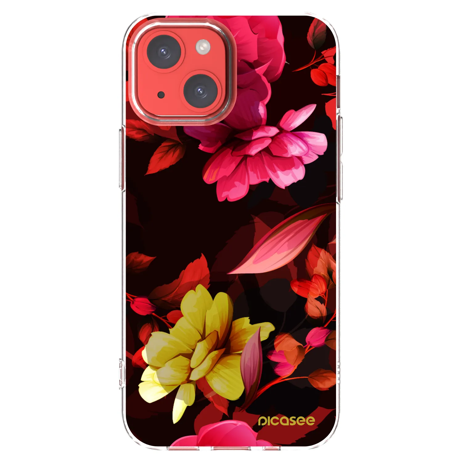 Picasee silikonska prozirna maskica za Apple iPhone 13 mini - Dark Peonny