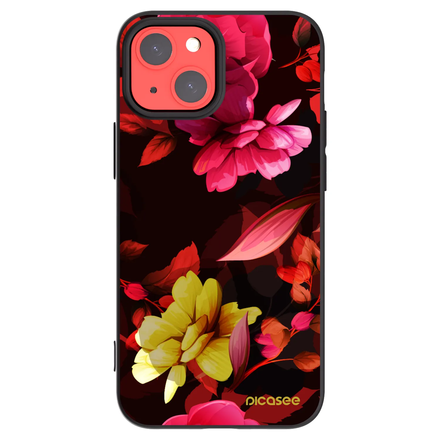 Picasee crna silikonska maskica za Apple iPhone 13 mini - Dark Peonny