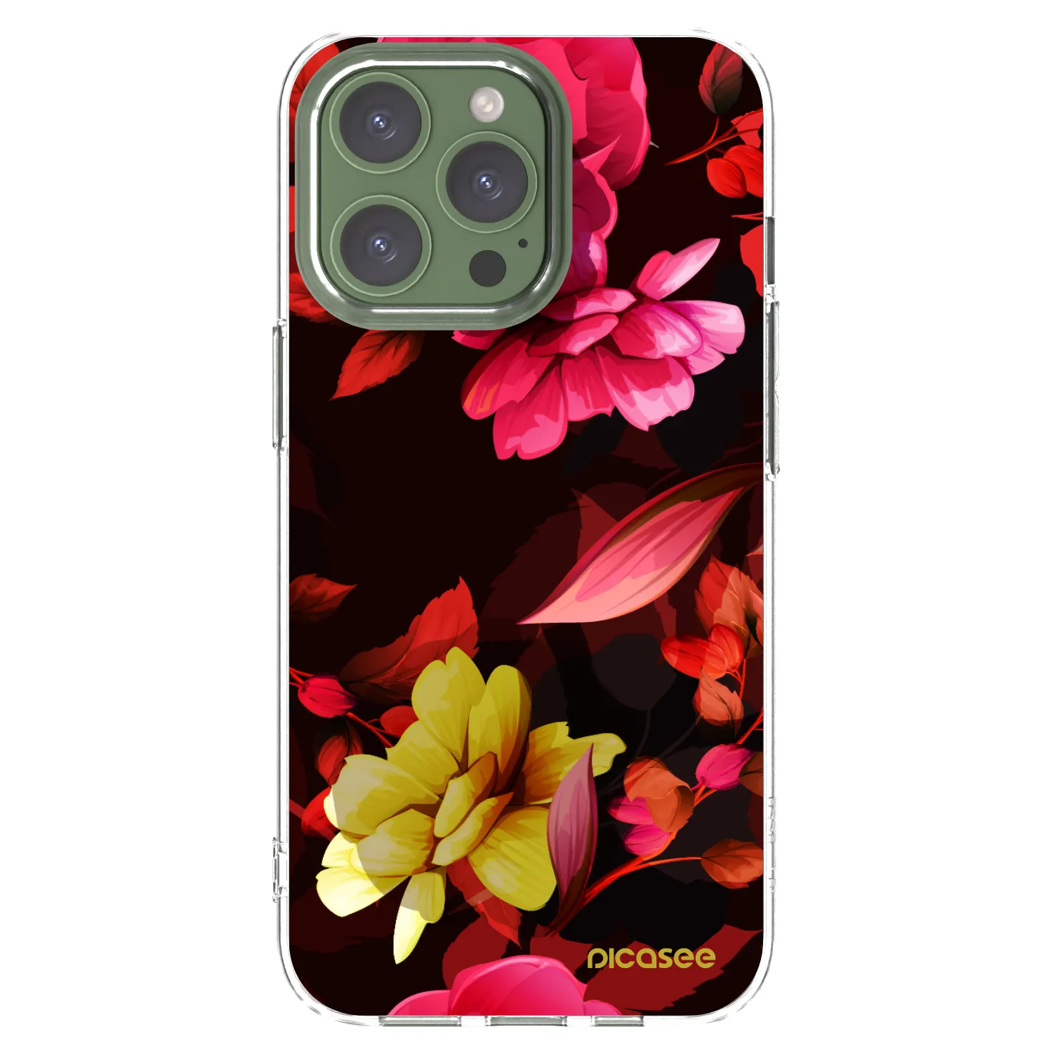 Picasee silikonska prozirna maskica za Apple iPhone 13 Pro - Dark Peonny