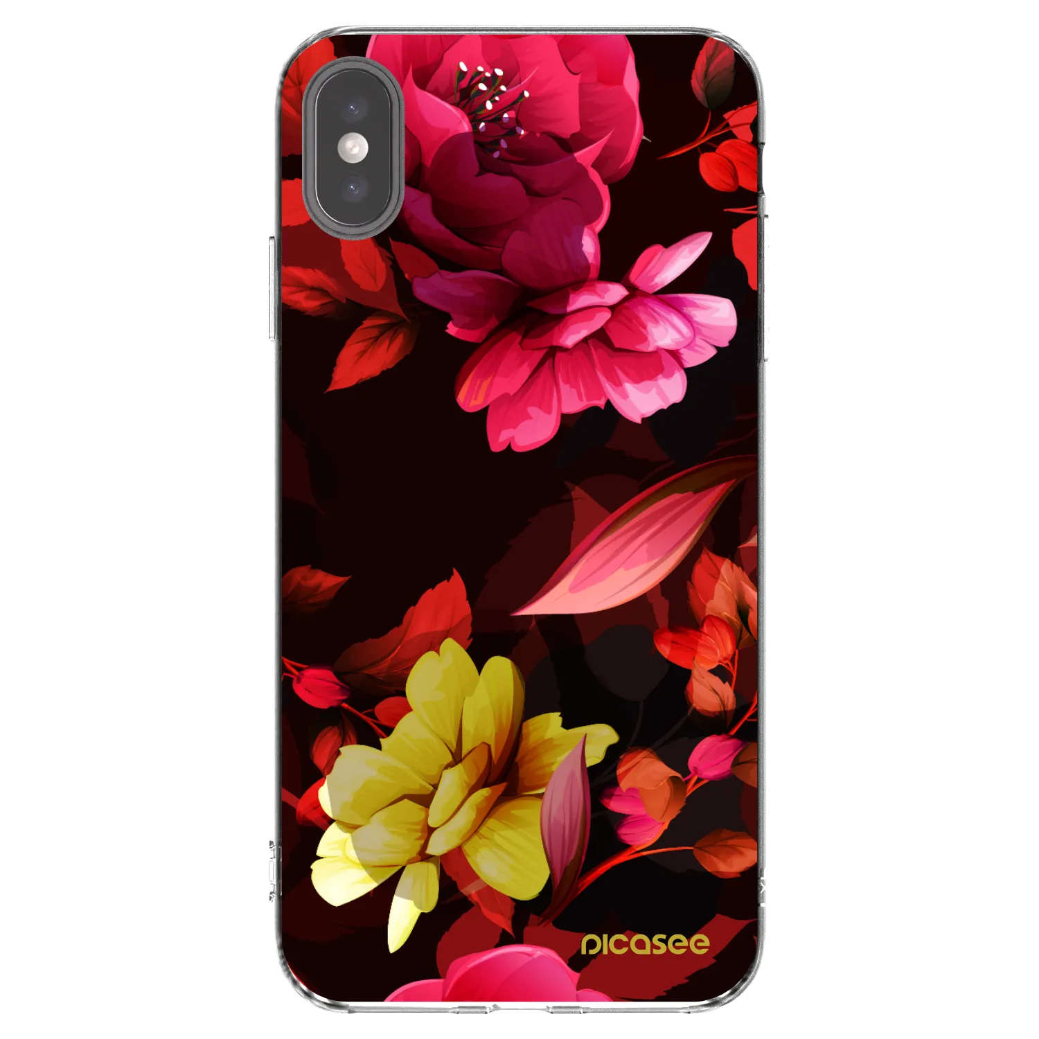 Picasee silikonska prozirna maskica za Apple iPhone XS Max - Dark Peonny