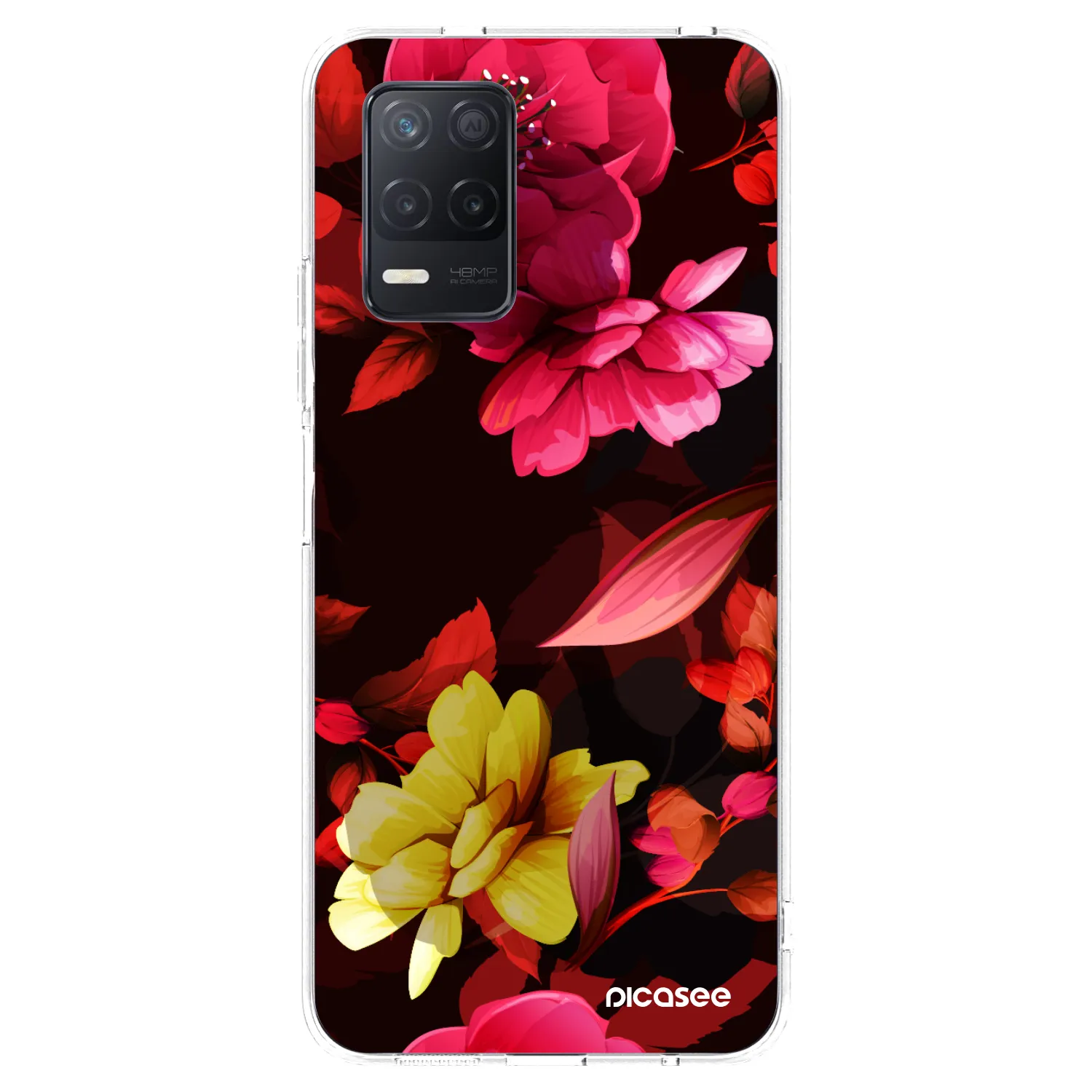 Picasee silikonska prozirna maskica za Realme 8 5G - Dark Peonny