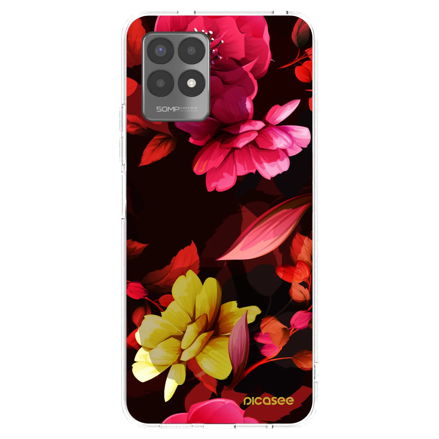 Picasee silikonska prozirna maskica za Realme 8i - Dark Peonny