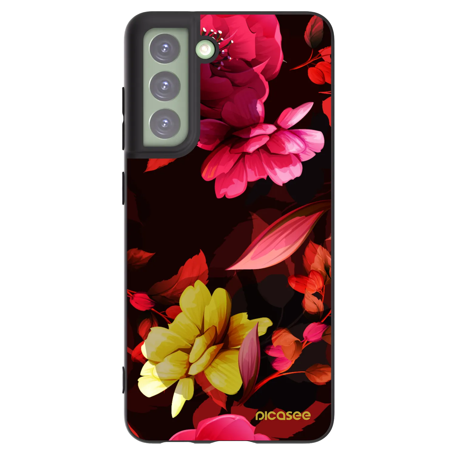 Picasee crna silikonska maskica za Samsung Galaxy S21 FE 5G - Dark Peonny