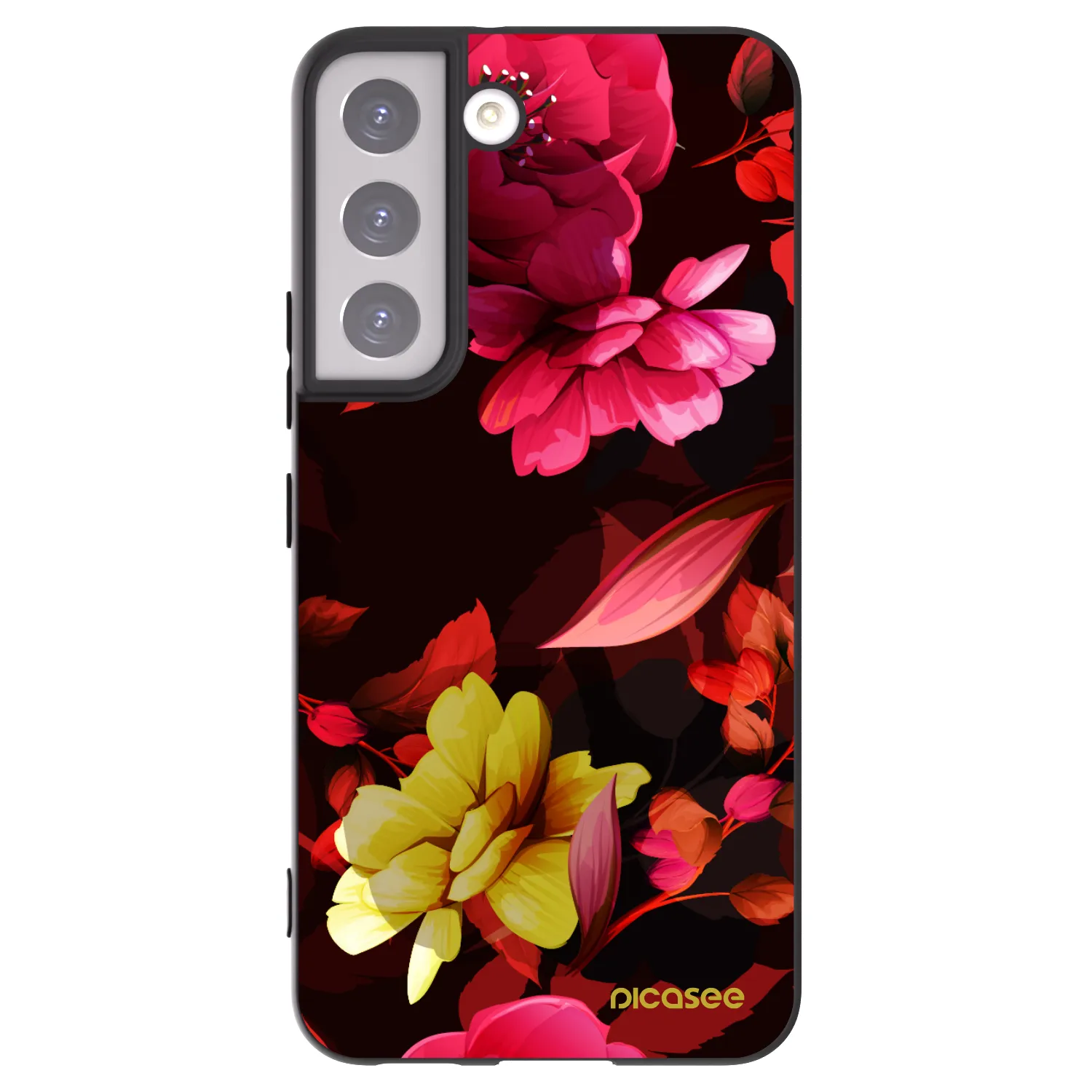 Picasee crna silikonska maskica za Samsung Galaxy S22 5G - Dark Peonny