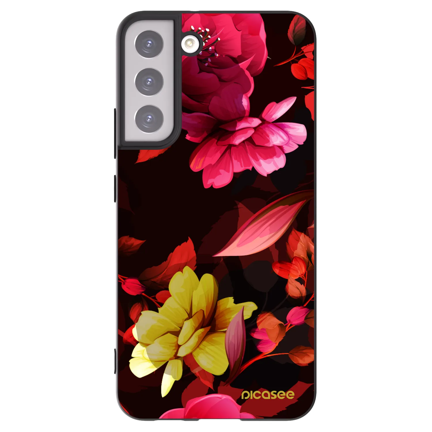 Picasee crna silikonska maskica za Samsung Galaxy S22+ 5G - Dark Peonny