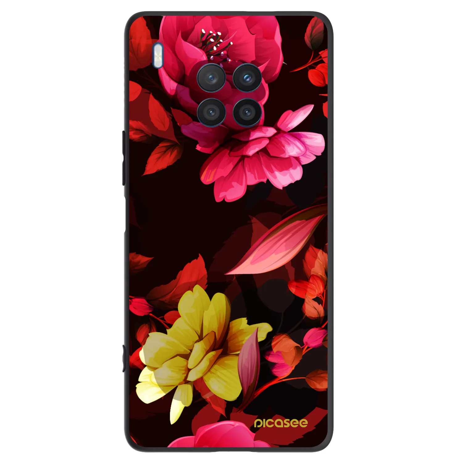 Picasee crna silikonska maskica za Honor 50 Lite - Dark Peonny