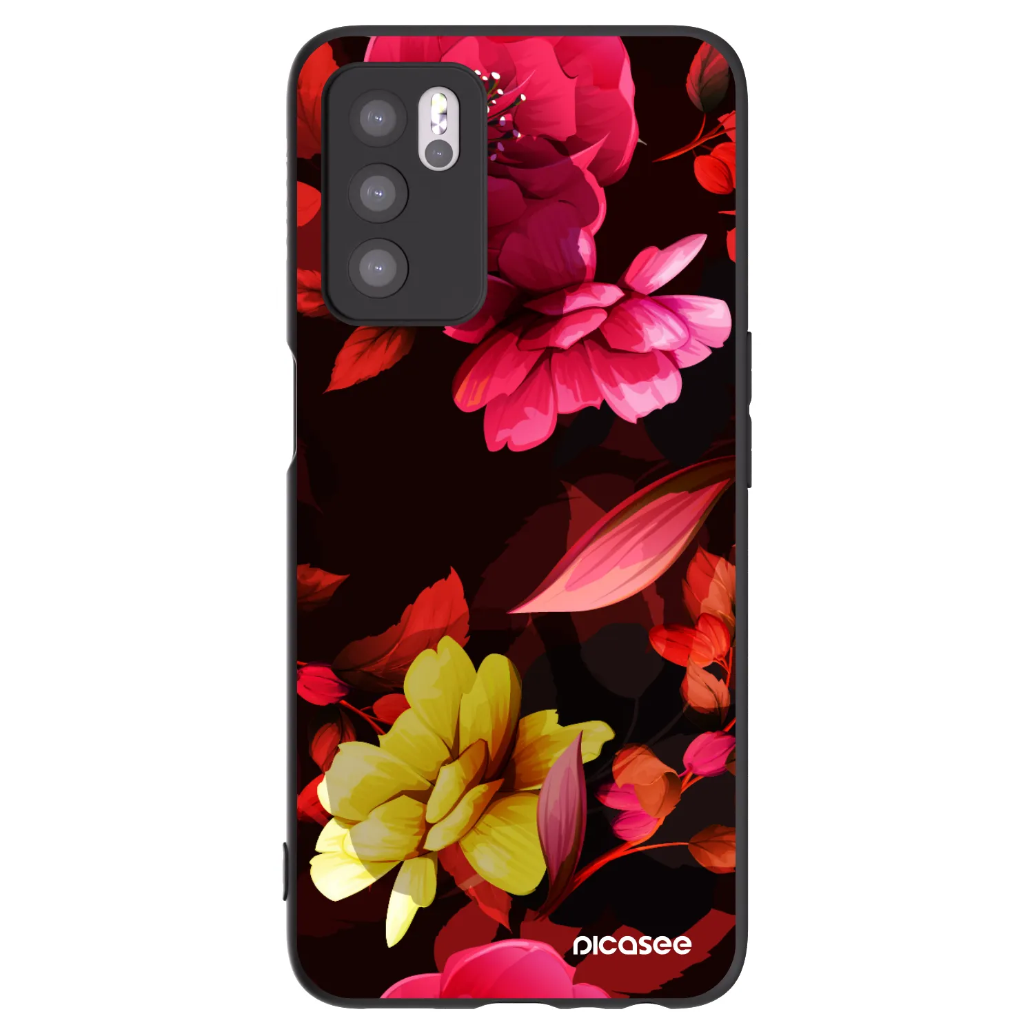 Picasee crna silikonska maskica za OPPO A16s - Dark Peonny
