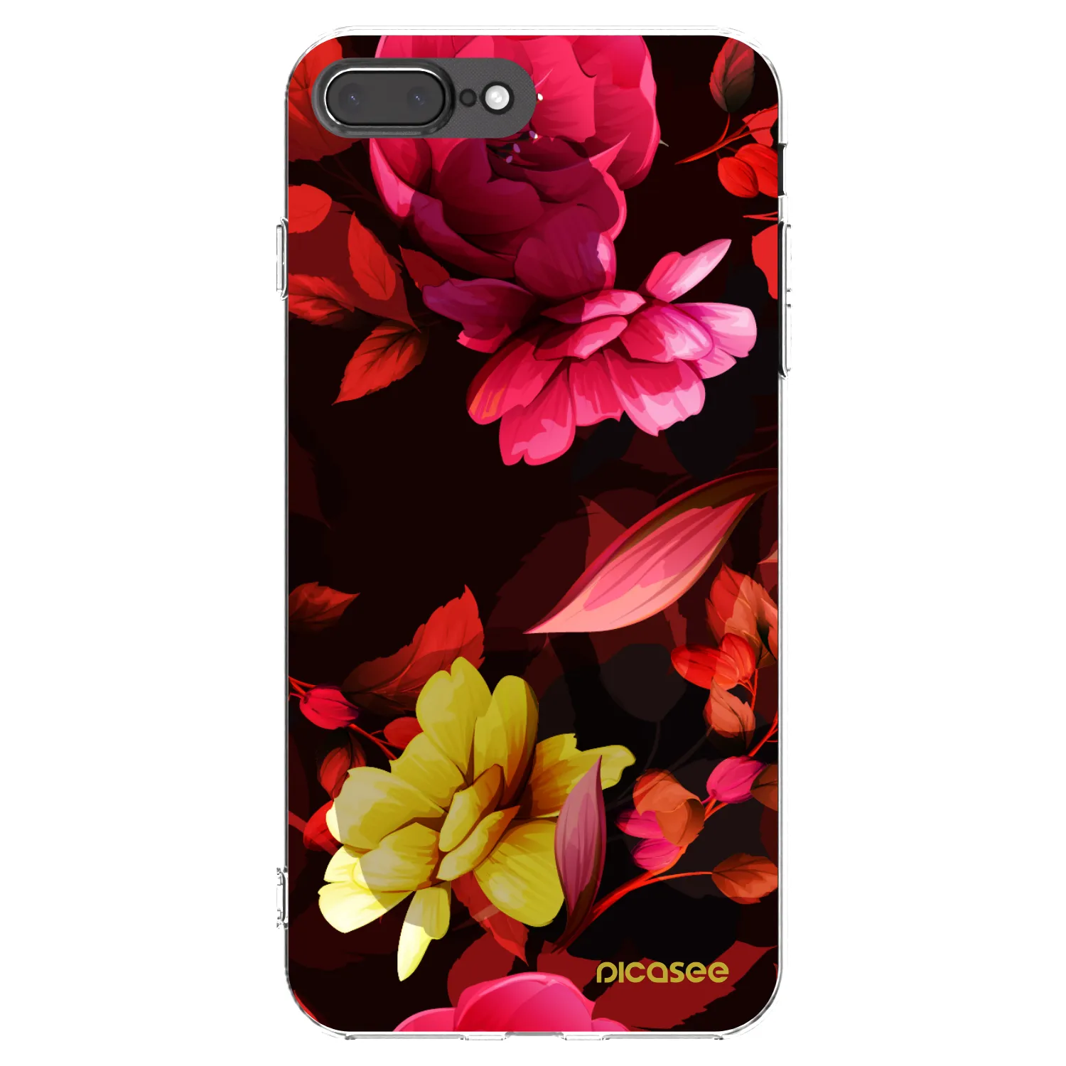 Picasee silikonska prozirna maskica za Apple iPhone 8 Plus - Dark Peonny