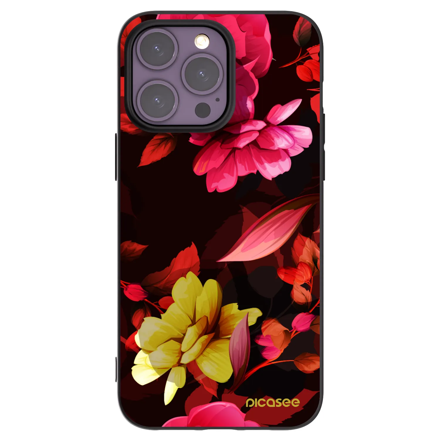 Picasee crna silikonska maskica za Apple iPhone 14 Pro Max - Dark Peonny
