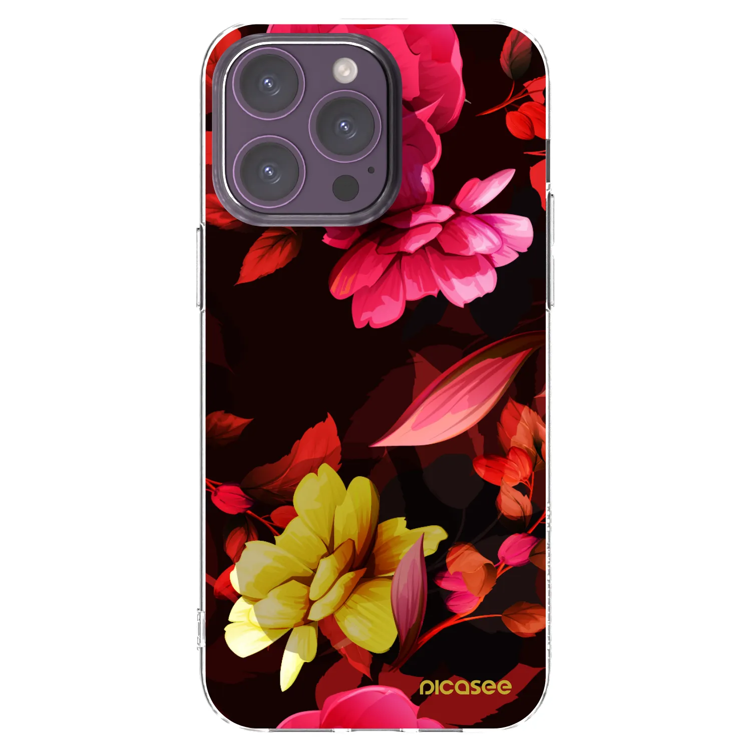 Picasee silikonska prozirna maskica za Apple iPhone 14 Pro Max - Dark Peonny