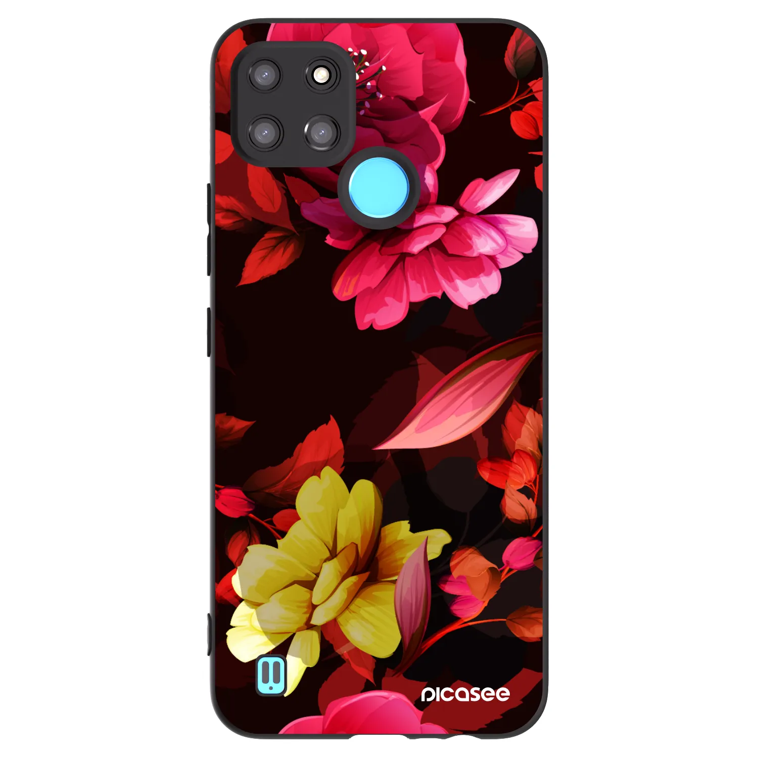 Picasee crna silikonska maskica za Realme C21Y - Dark Peonny