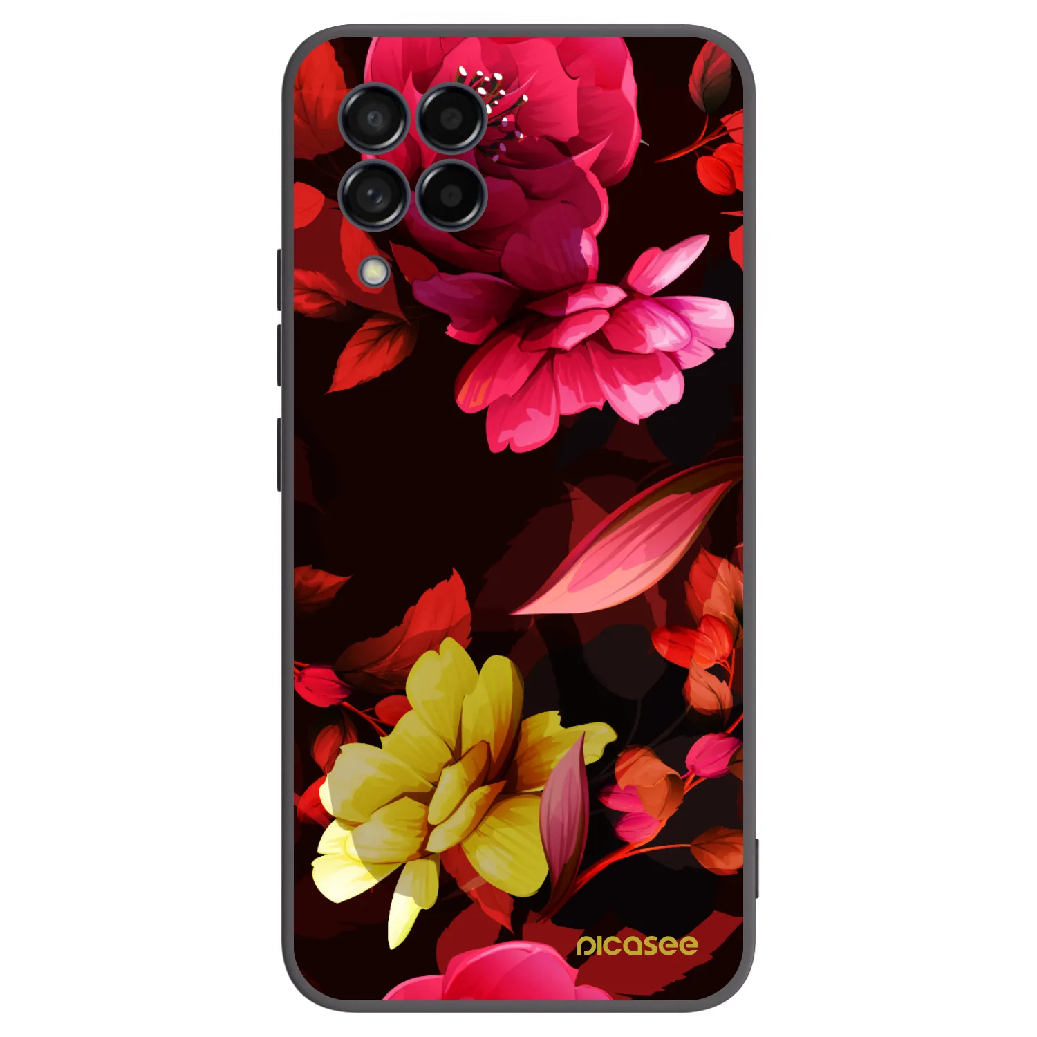 Picasee crna silikonska maskica za Samsung Galaxy M53 5G - Dark Peonny
