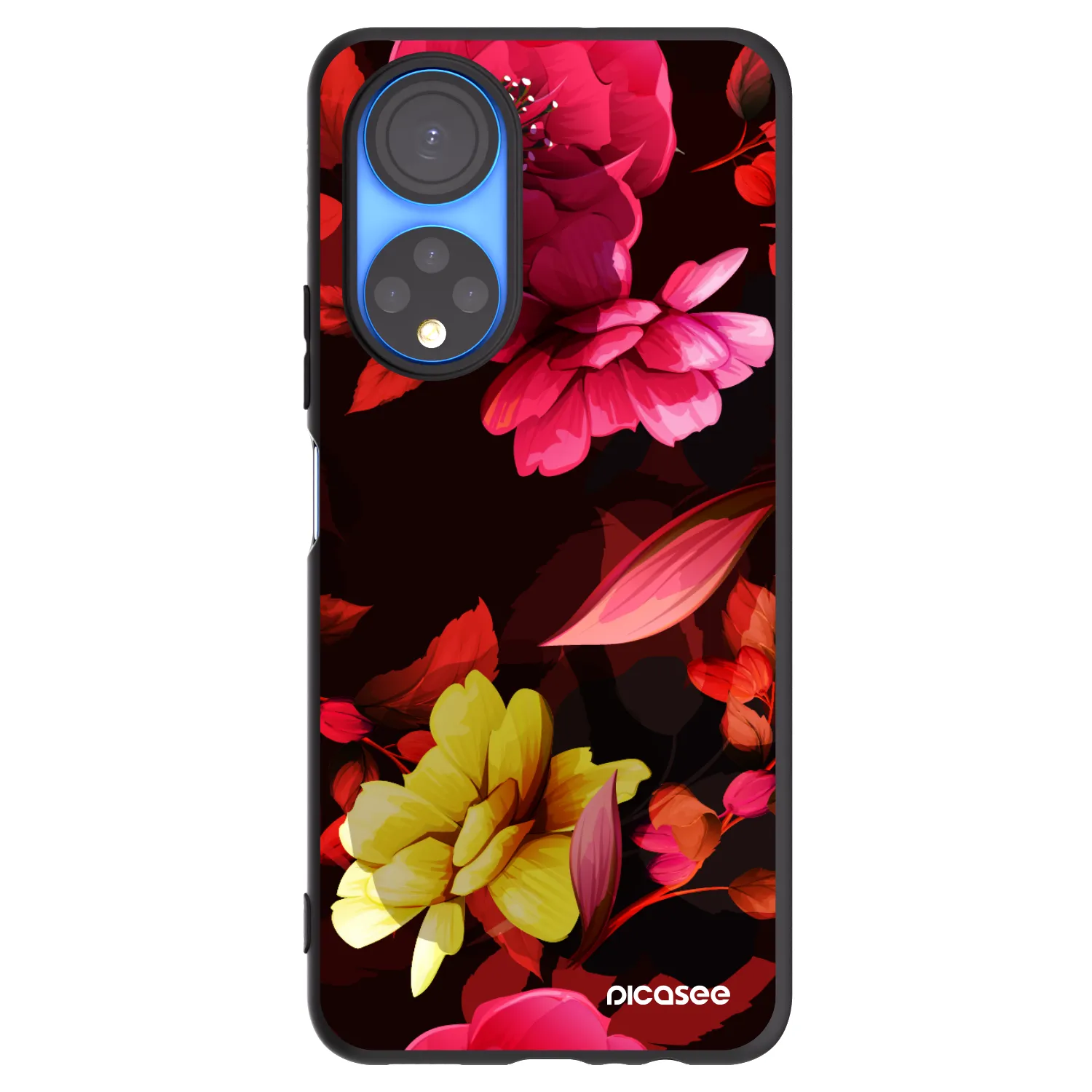 Picasee crna silikonska maskica za Honor X7 - Dark Peonny