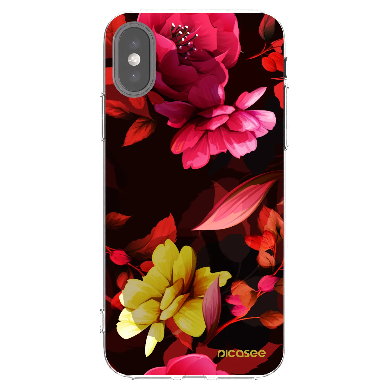 Picasee silikonska prozirna maskica za Apple iPhone X/XS - Dark Peonny