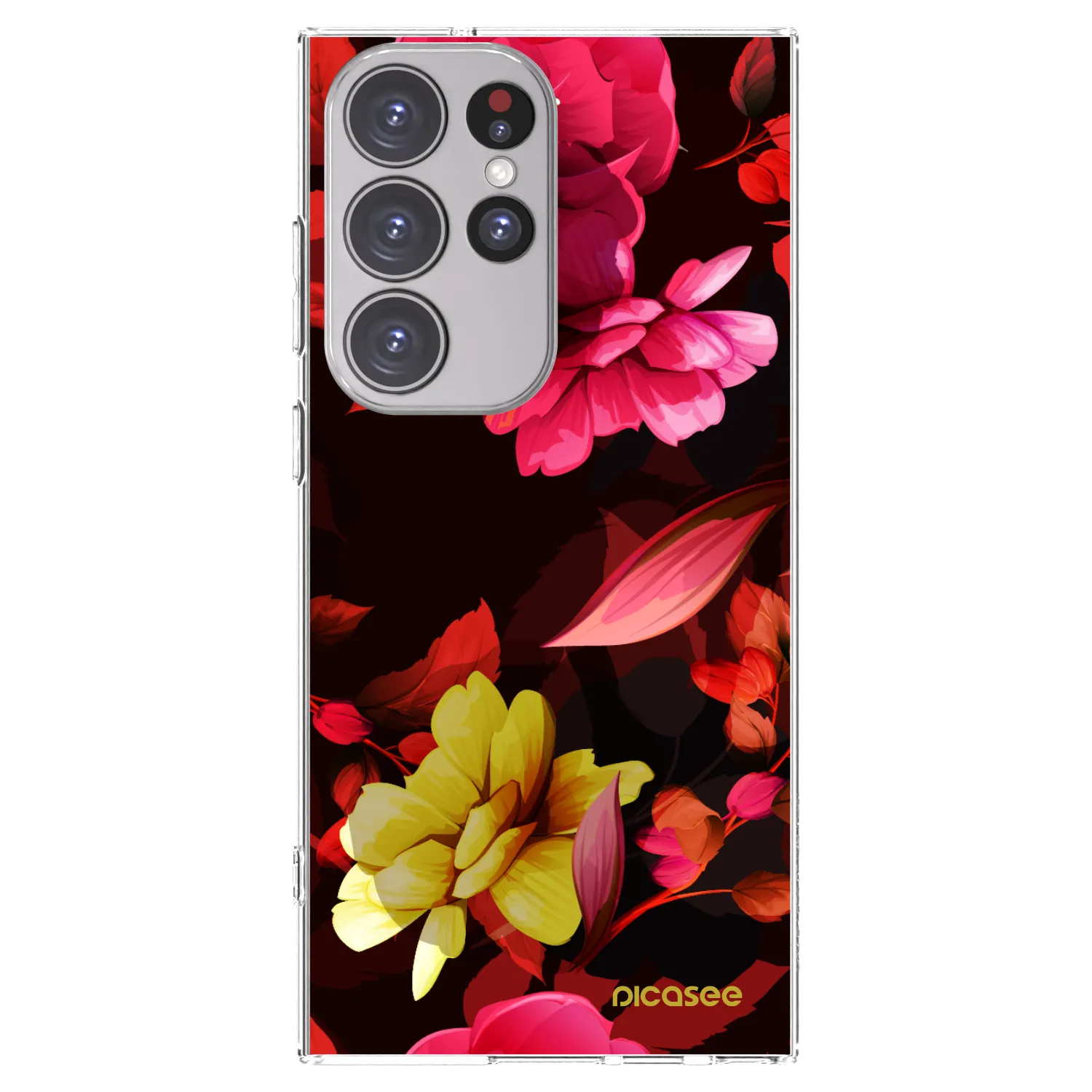 Picasee silikonska prozirna maskica za Samsung Galaxy S23 Ultra 5G - Dark Peonny