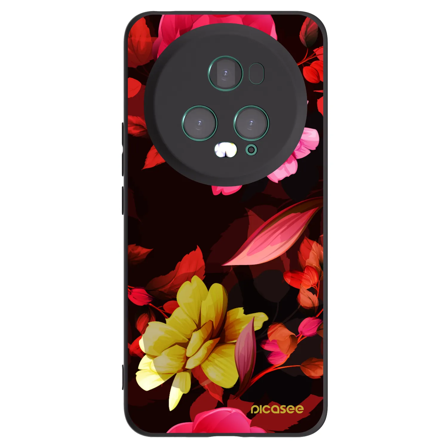 Picasee crna silikonska maskica za Honor Magic5 Pro - Dark Peonny