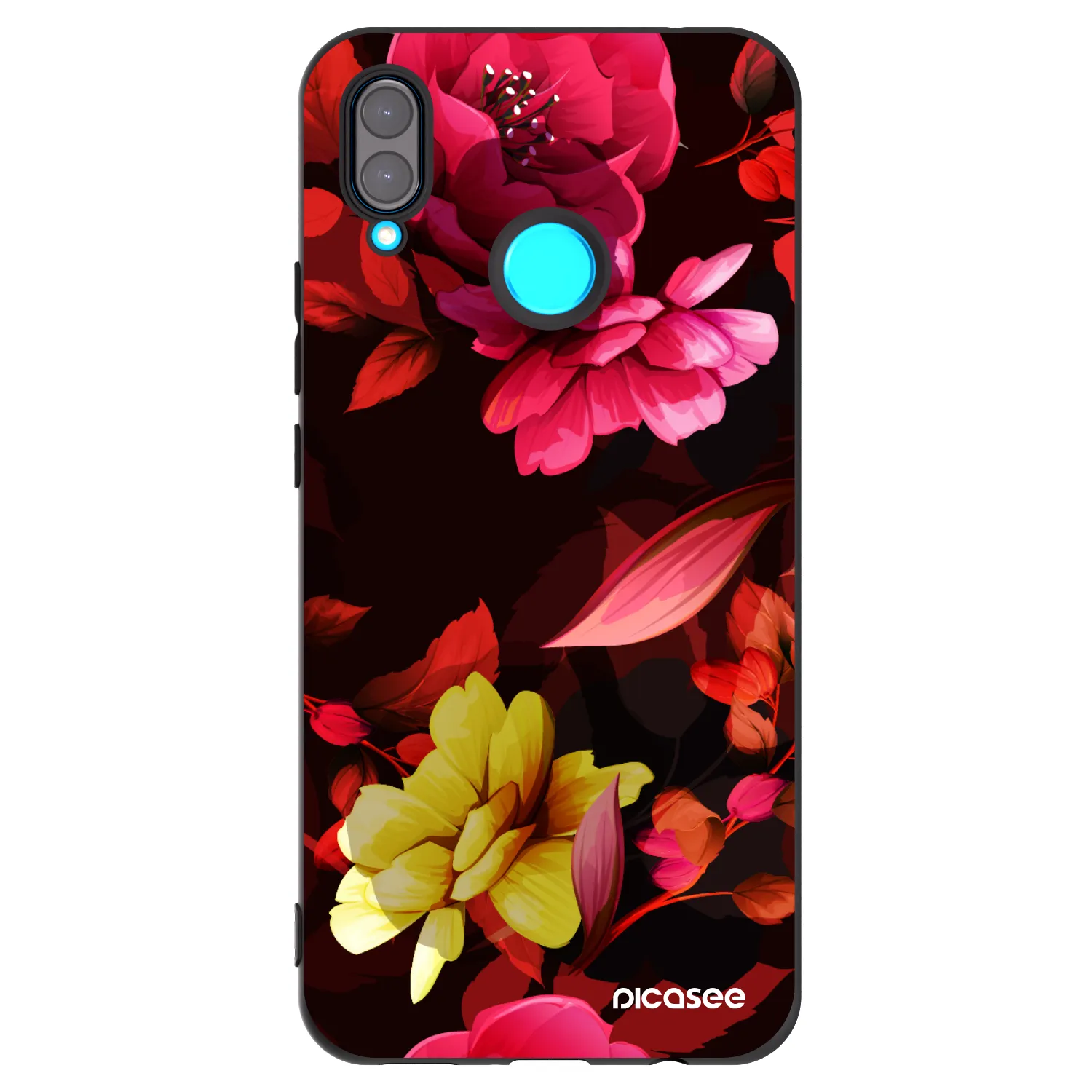 Picasee crna silikonska maskica za Huawei Nova 3i - Dark Peonny