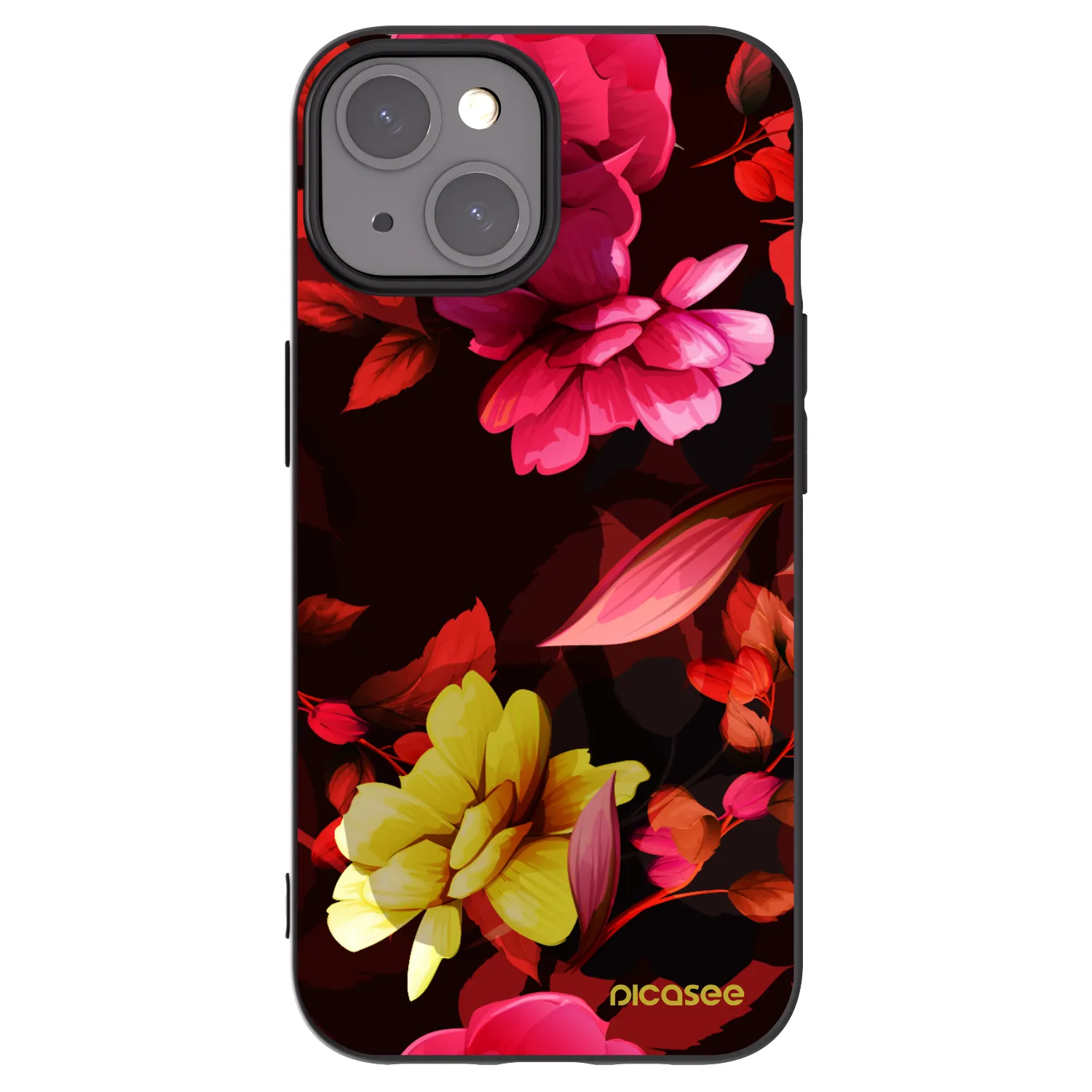 Picasee crna silikonska maskica za Apple iPhone 15 - Dark Peonny