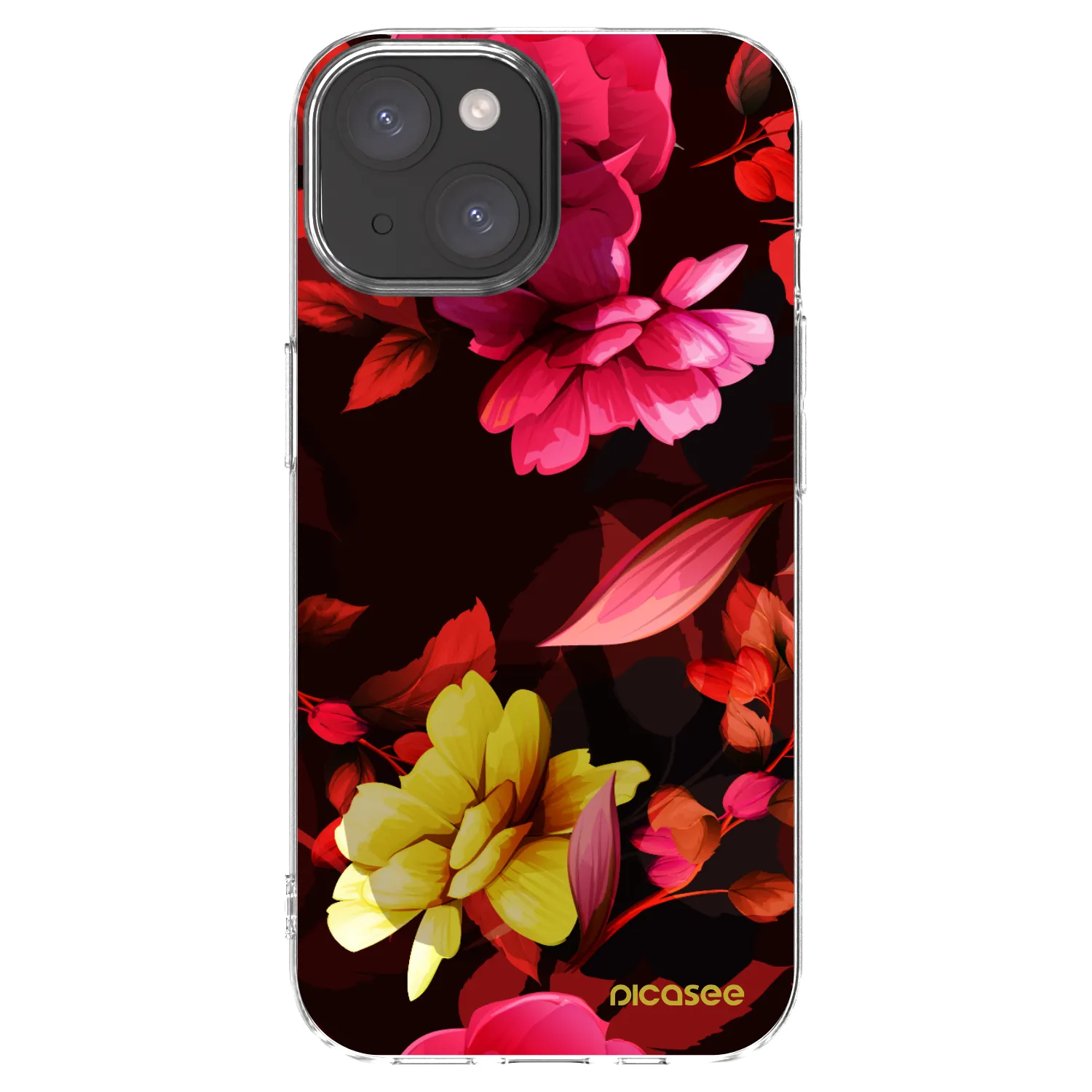Picasee silikonska prozirna maskica za Apple iPhone 15 - Dark Peonny