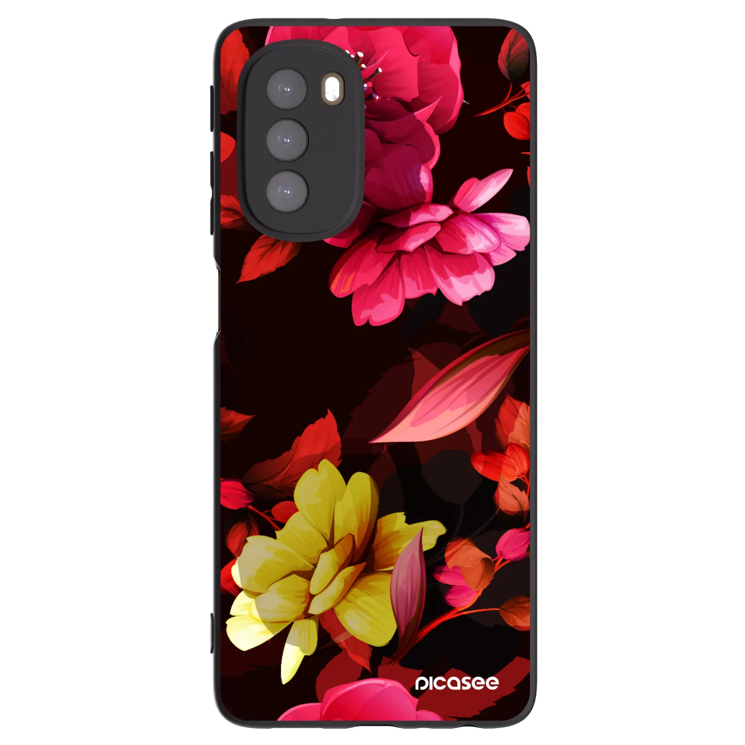 Picasee crna silikonska maskica za Motorola Moto G51 - Dark Peonny