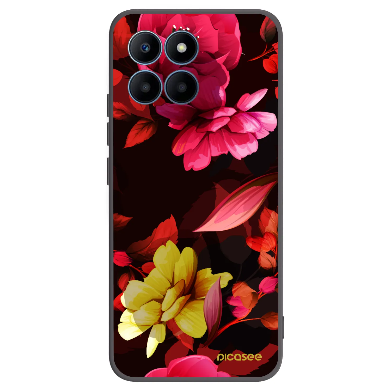 Picasee crna silikonska maskica za Honor 70 Lite - Dark Peonny