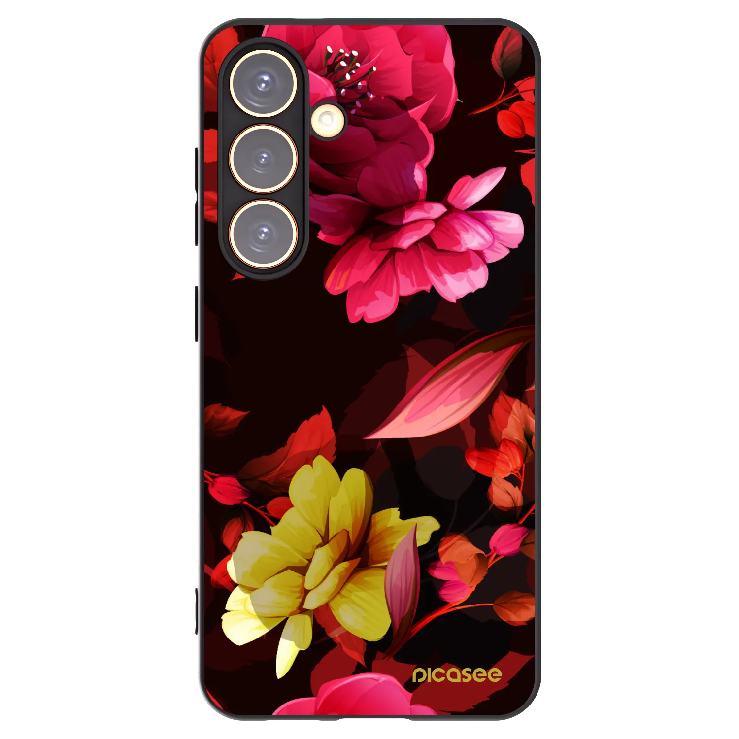 Picasee crna silikonska maskica za Samsung Galaxy S24 S921B 5G - Dark Peonny