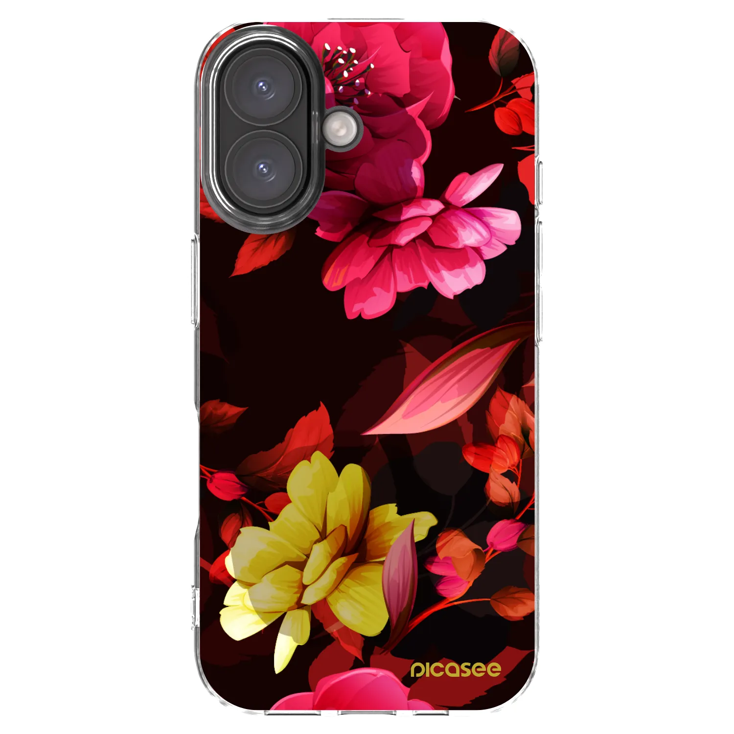 Picasee silikonska prozirna maskica za Apple iPhone 16 - Dark Peonny