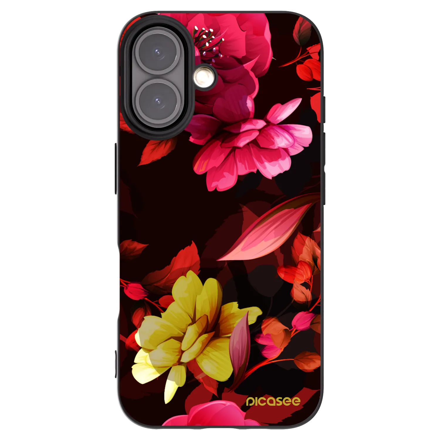 Picasee crna silikonska maskica za Apple iPhone 16 - Dark Peonny
