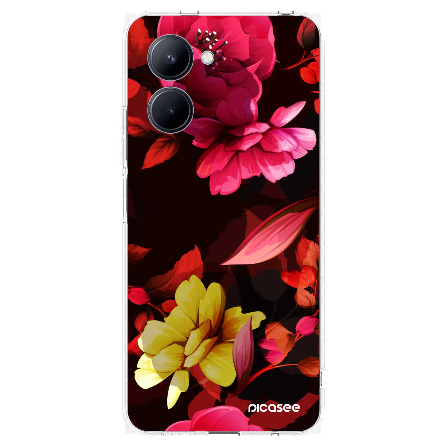 Picasee silikonska prozirna maskica za Realme C33 (2023) - Dark Peonny