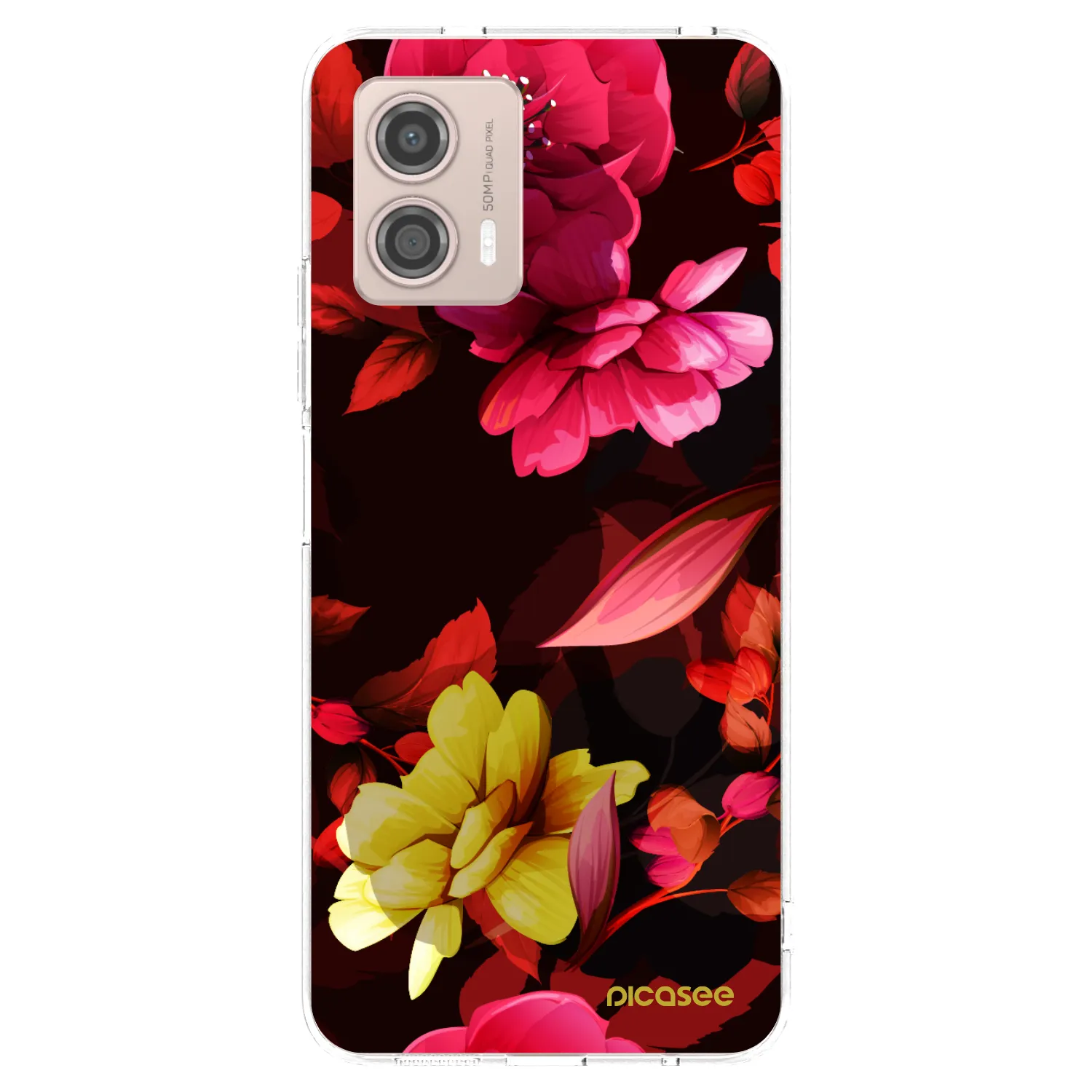 Picasee silikonska prozirna maskica za Motorola Moto G53 5G - Dark Peonny