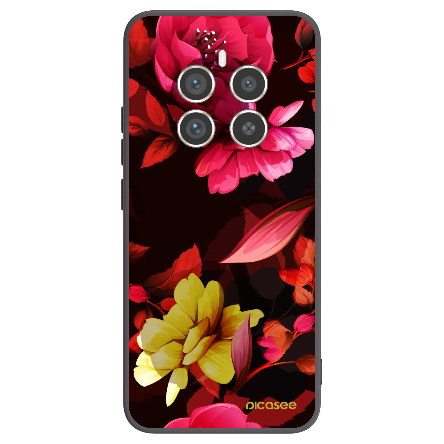 Picasee crna silikonska maskica za Realme 12 Pro 5G - Dark Peonny
