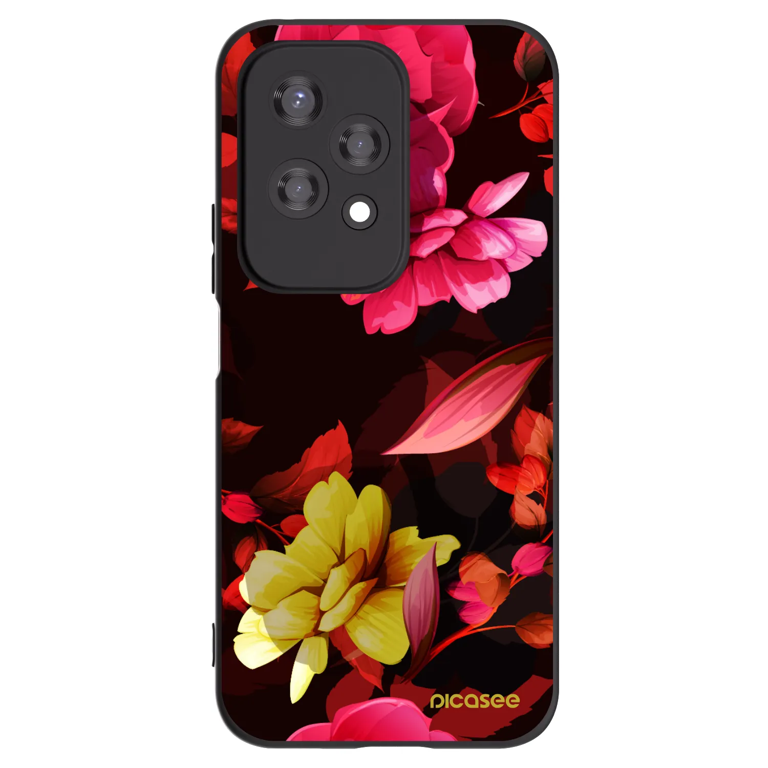 Picasee crna silikonska maskica za Honor 200 Lite - Dark Peonny