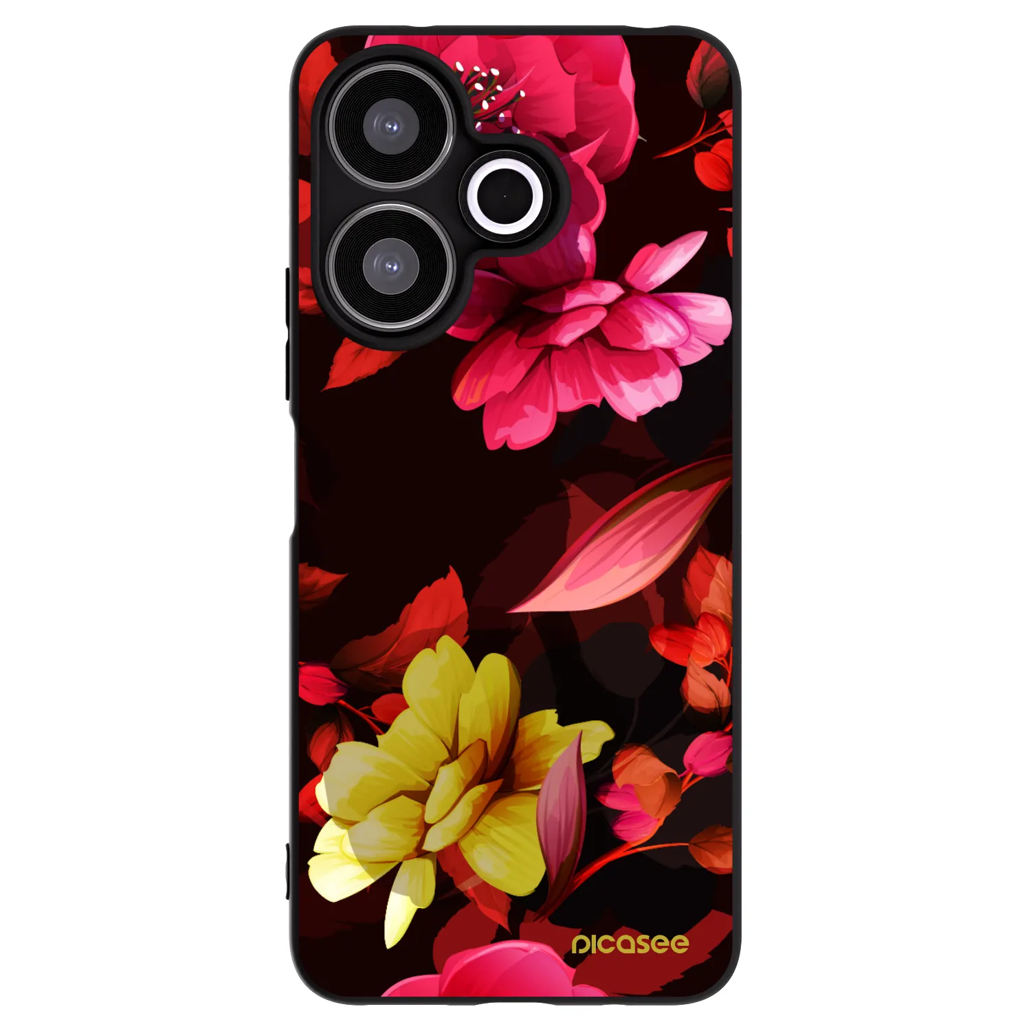 Picasee crna silikonska maskica za Xiaomi Redmi 13 4G - Dark Peonny