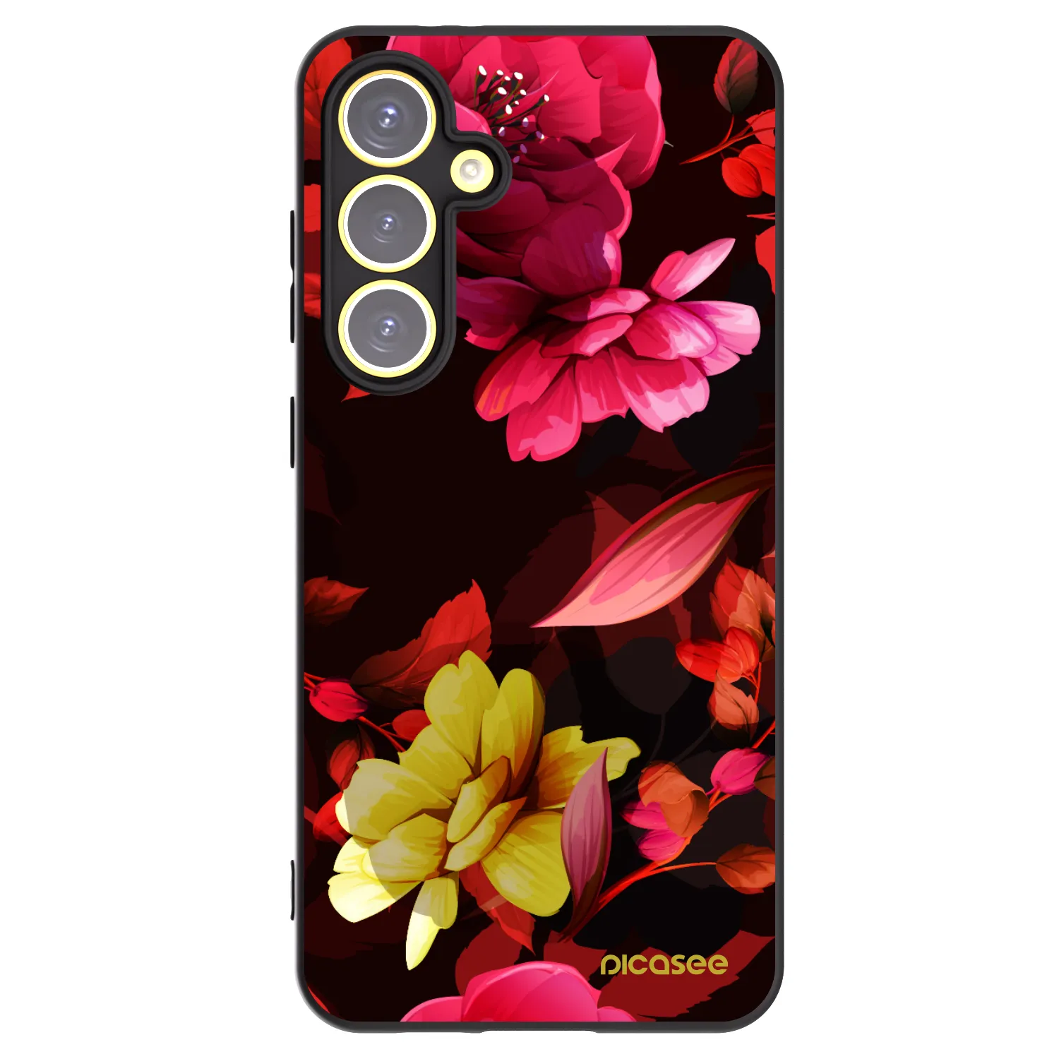 Picasee crna silikonska maskica za Samsung Galaxy S24 FE S721B - Dark Peonny