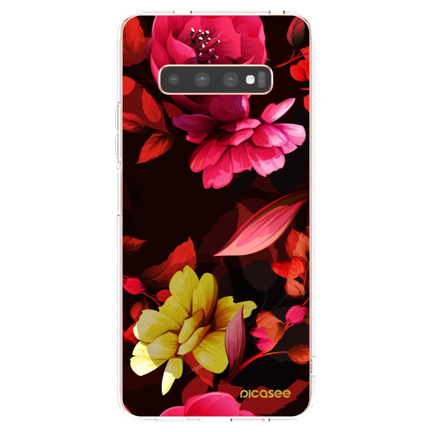 Picasee silikonska prozirna maskica za Samsung Galaxy S10 Plus G975 - Dark Peonny