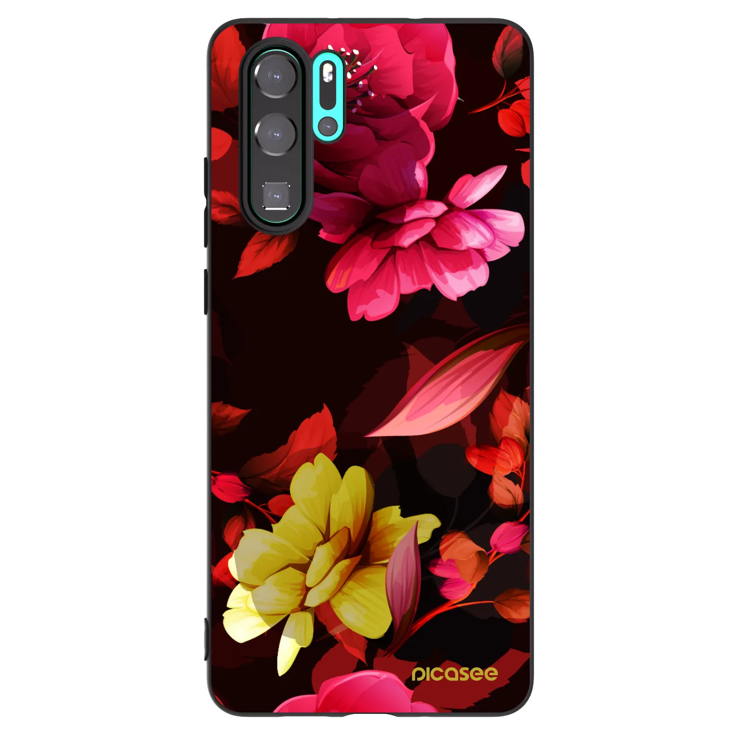 Picasee crna silikonska maskica za Huawei P30 Pro - Dark Peonny