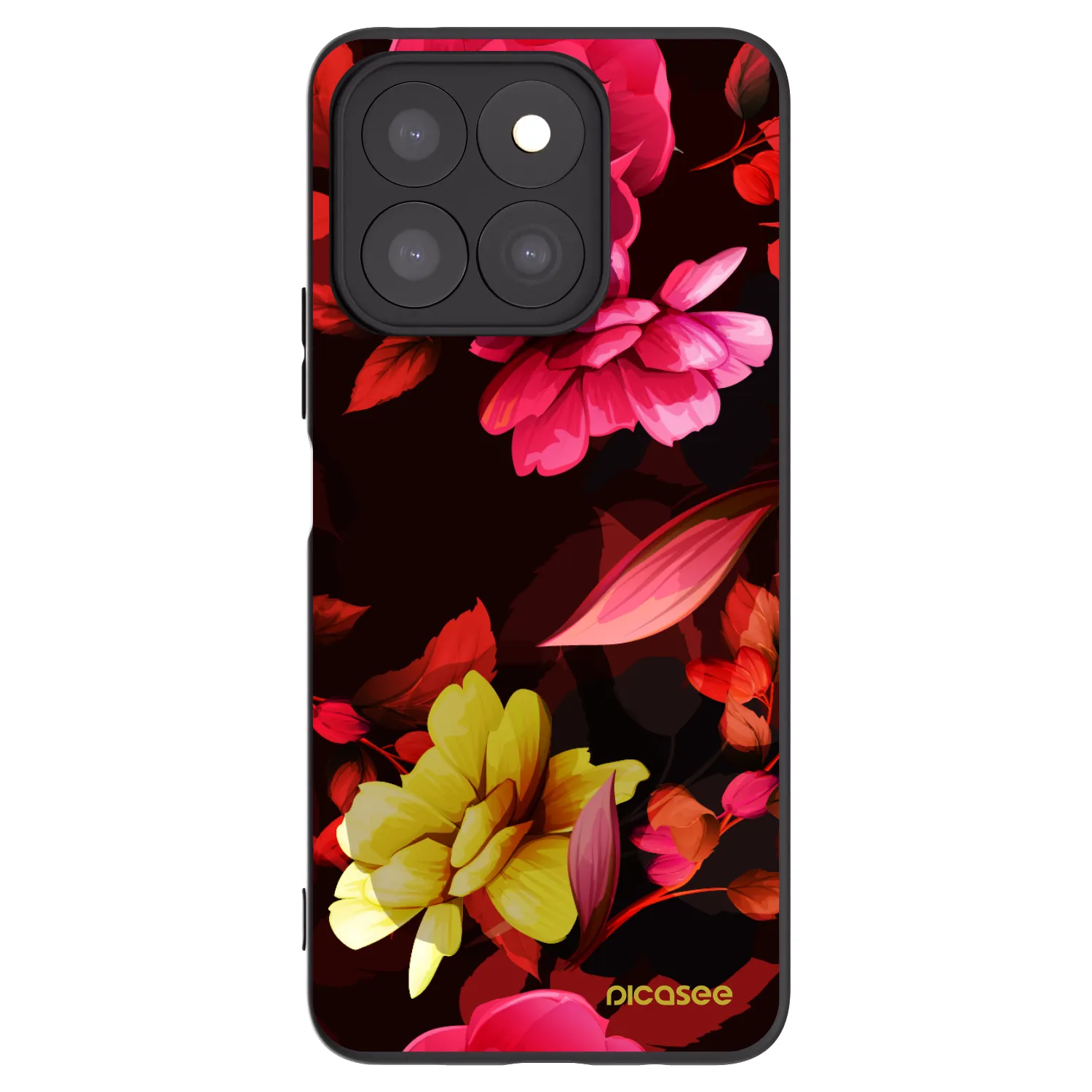 Picasee crna silikonska maskica za Honor X8c - Dark Peonny