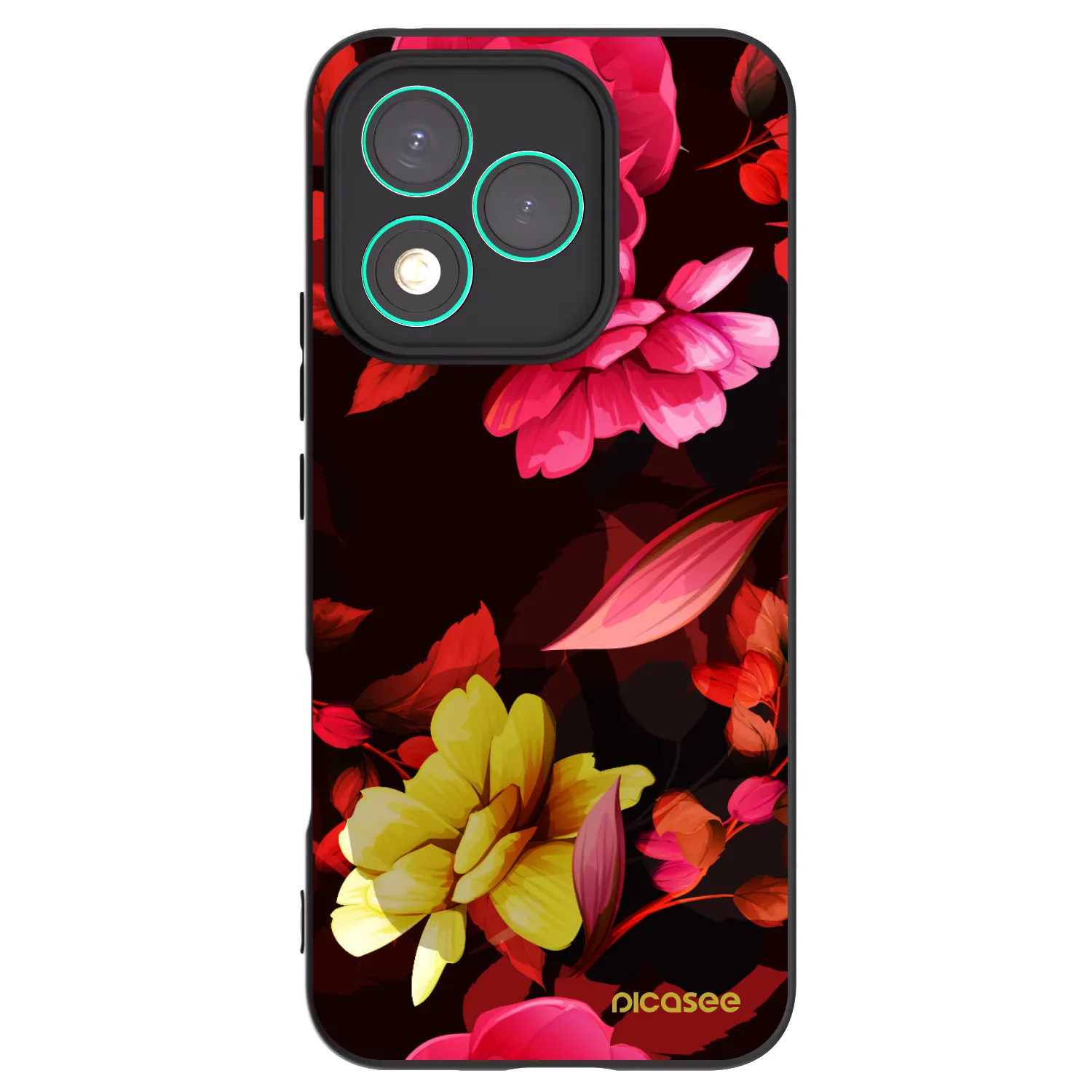 Picasee crna silikonska maskica za Honor 400 Lite 5G - Dark Peonny