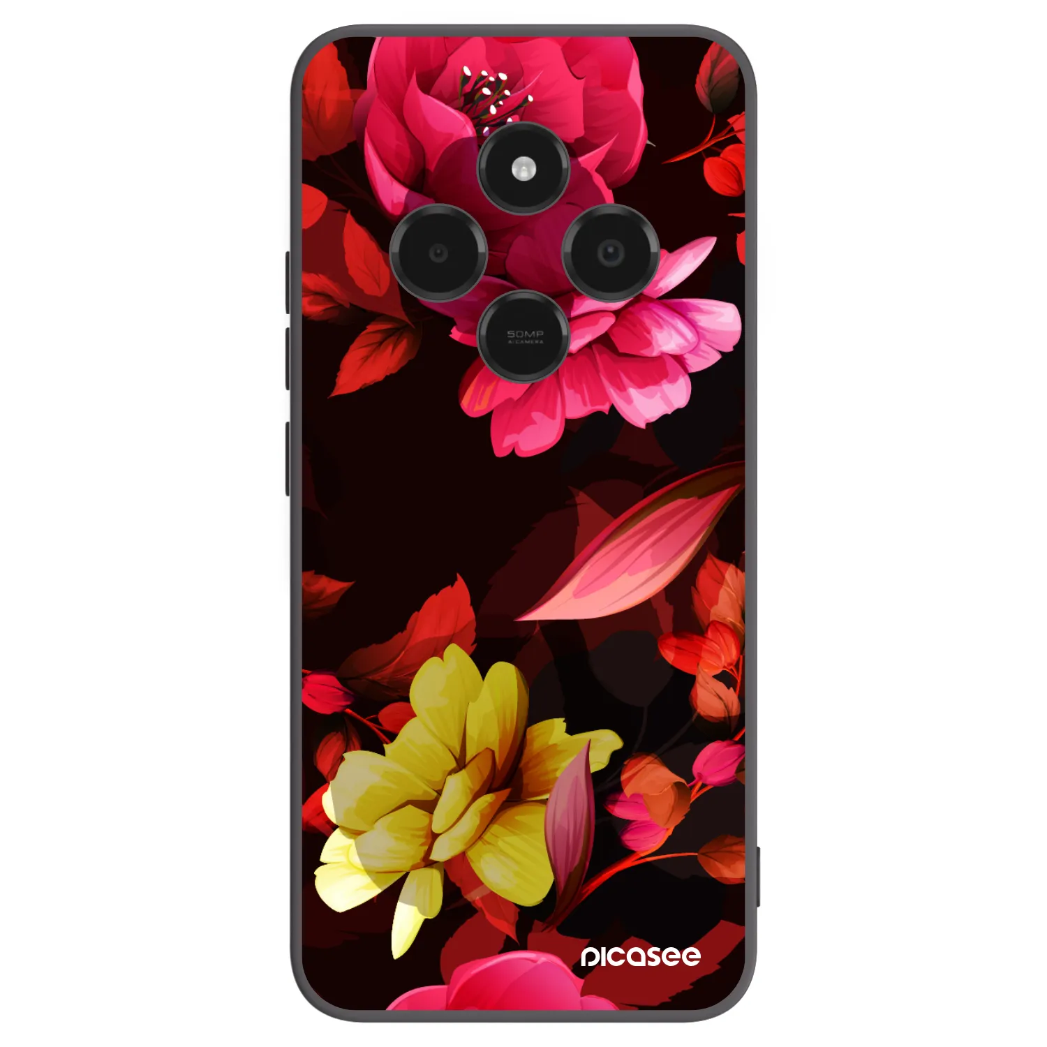 Picasee crna silikonska maskica za Xiaomi Poco C75 - Dark Peonny