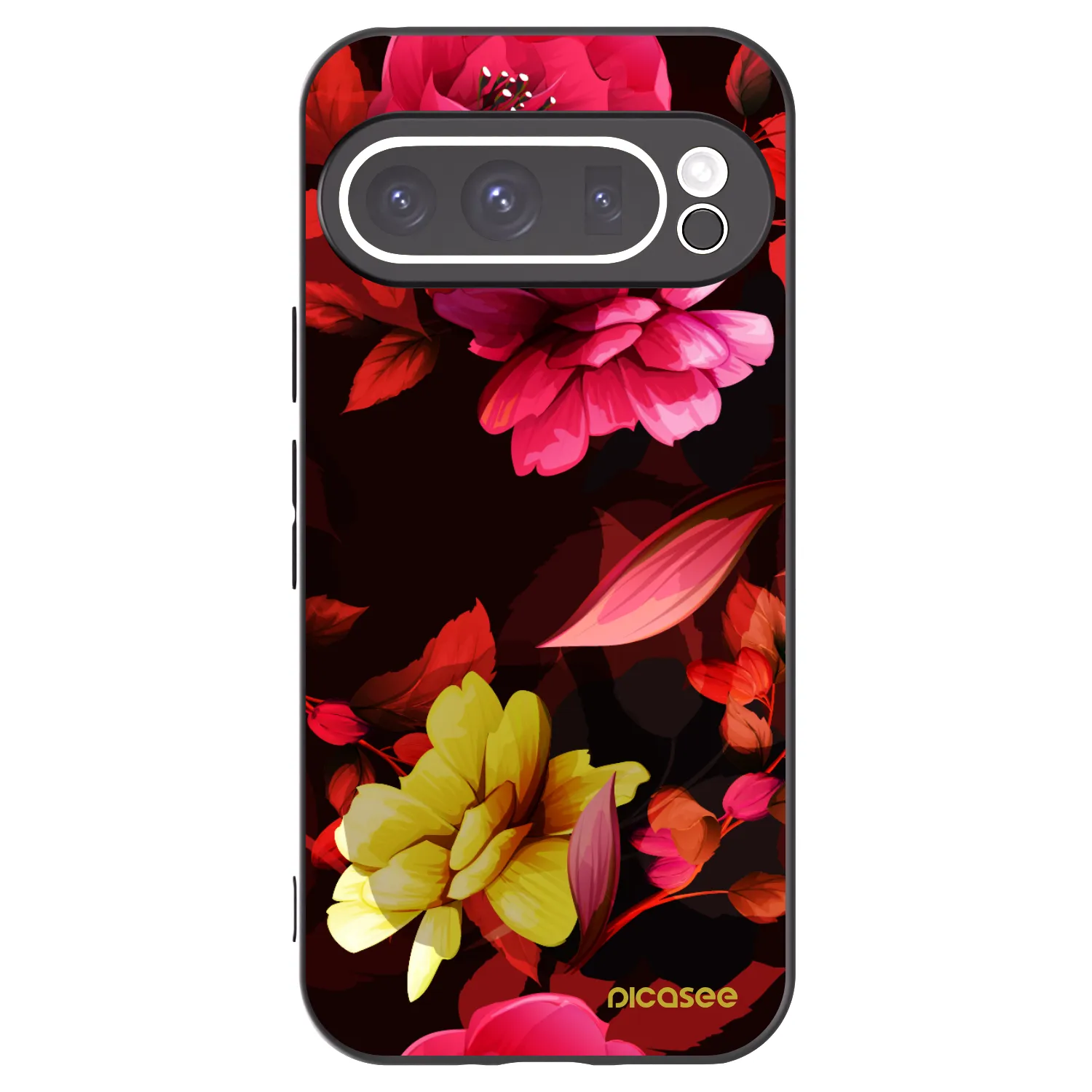 Picasee crna silikonska maskica za Google Pixel 9 Pro XL - Dark Peonny