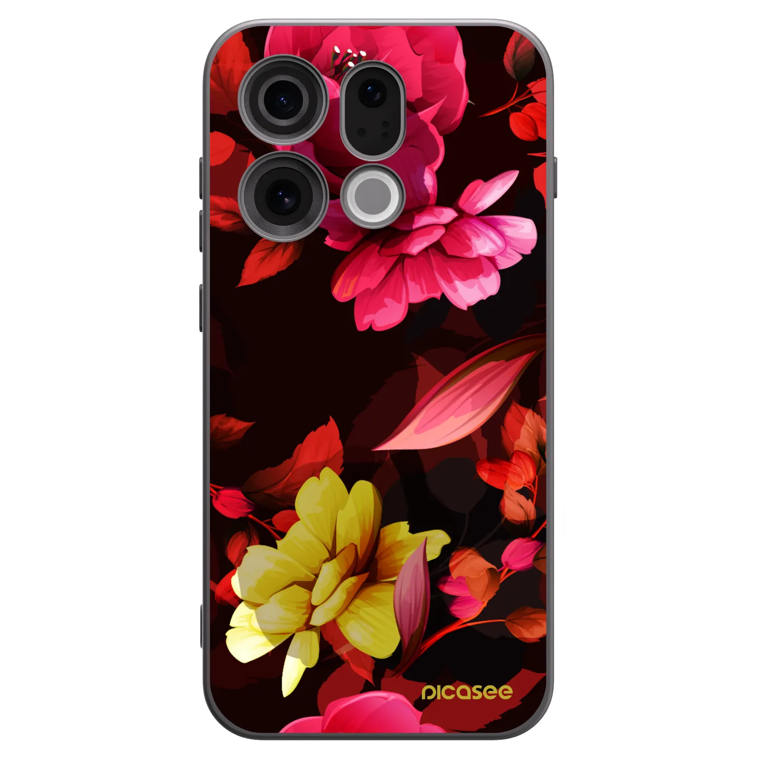 Picasee crna silikonska maskica za OPPO Find X9 - Dark Peonny