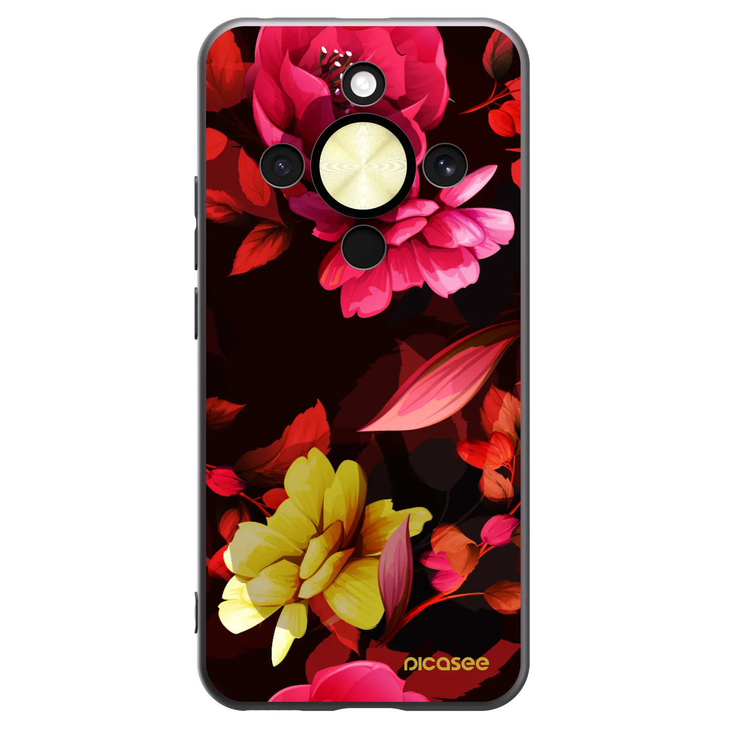 Picasee crna silikonska maskica za Honor Magic8 Lite 5G - Dark Peonny