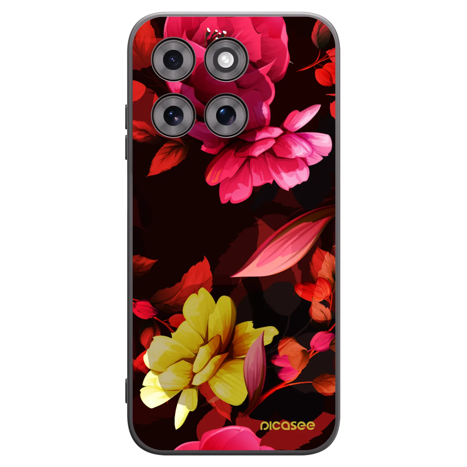 Picasee crna silikonska maskica za Motorola Moto G77 - Dark Peonny