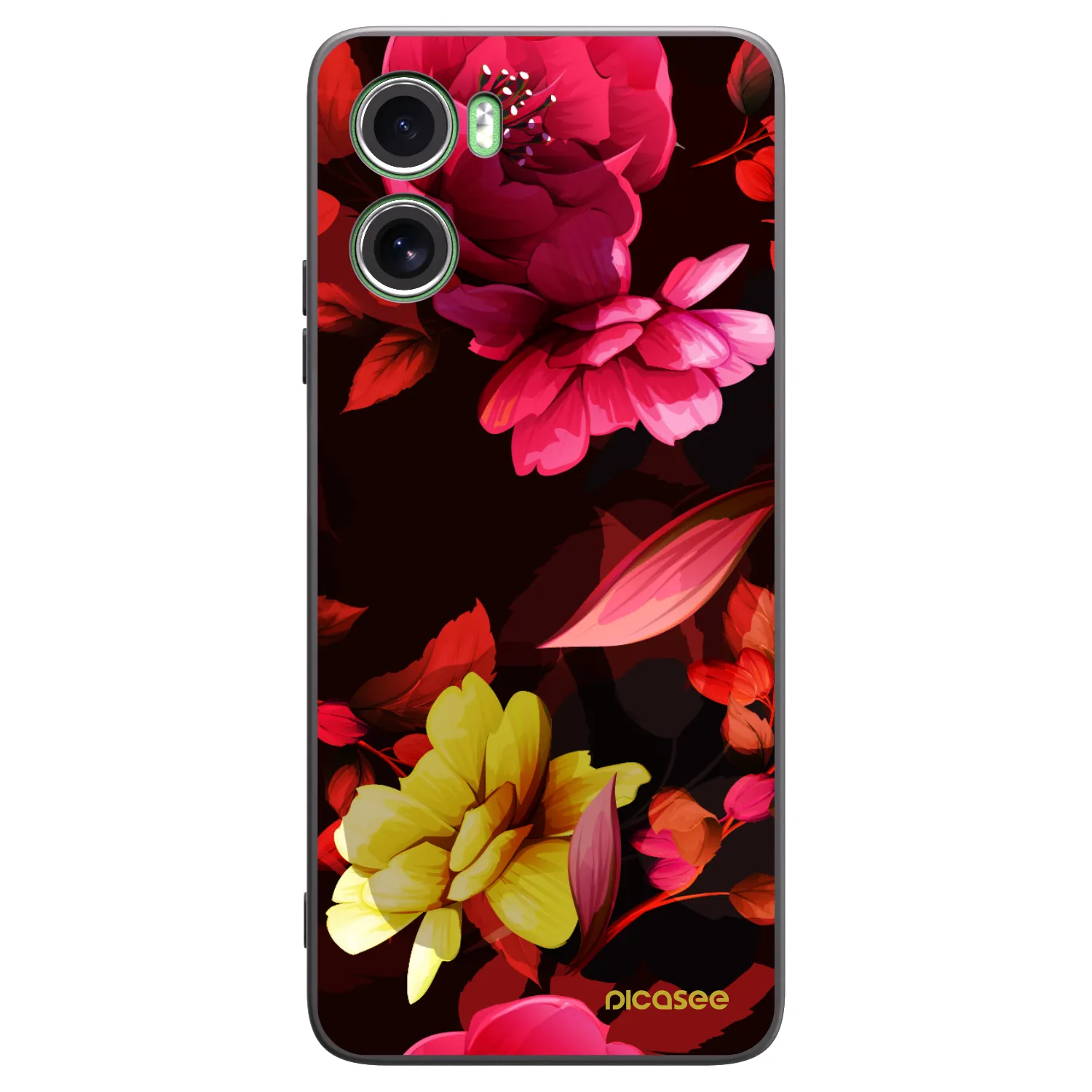 Picasee crna silikonska maskica za Motorola Moto G06 - Dark Peonny